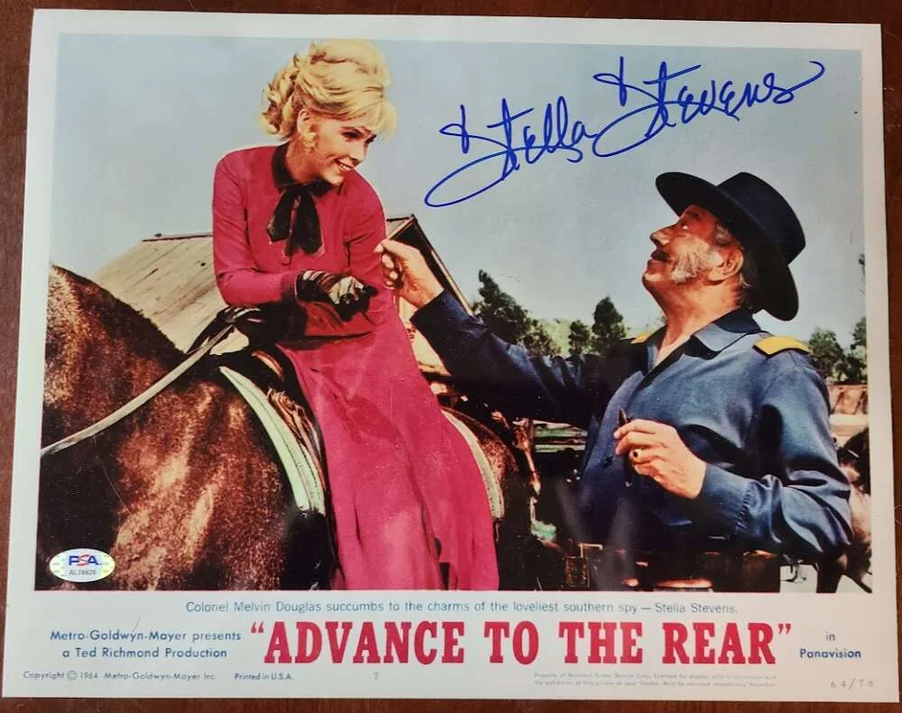 Stella Stevens — Stella Stevens PSA DNA Coa Signed 11x14 Lobby Card Advance To The Rear Photo Aut