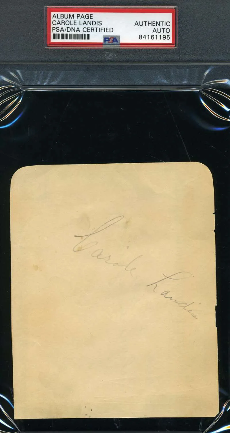 CAROLE LANDIS — Carole Landis Psa Dna Coa Hand Signed Album Page Authentic Autograph