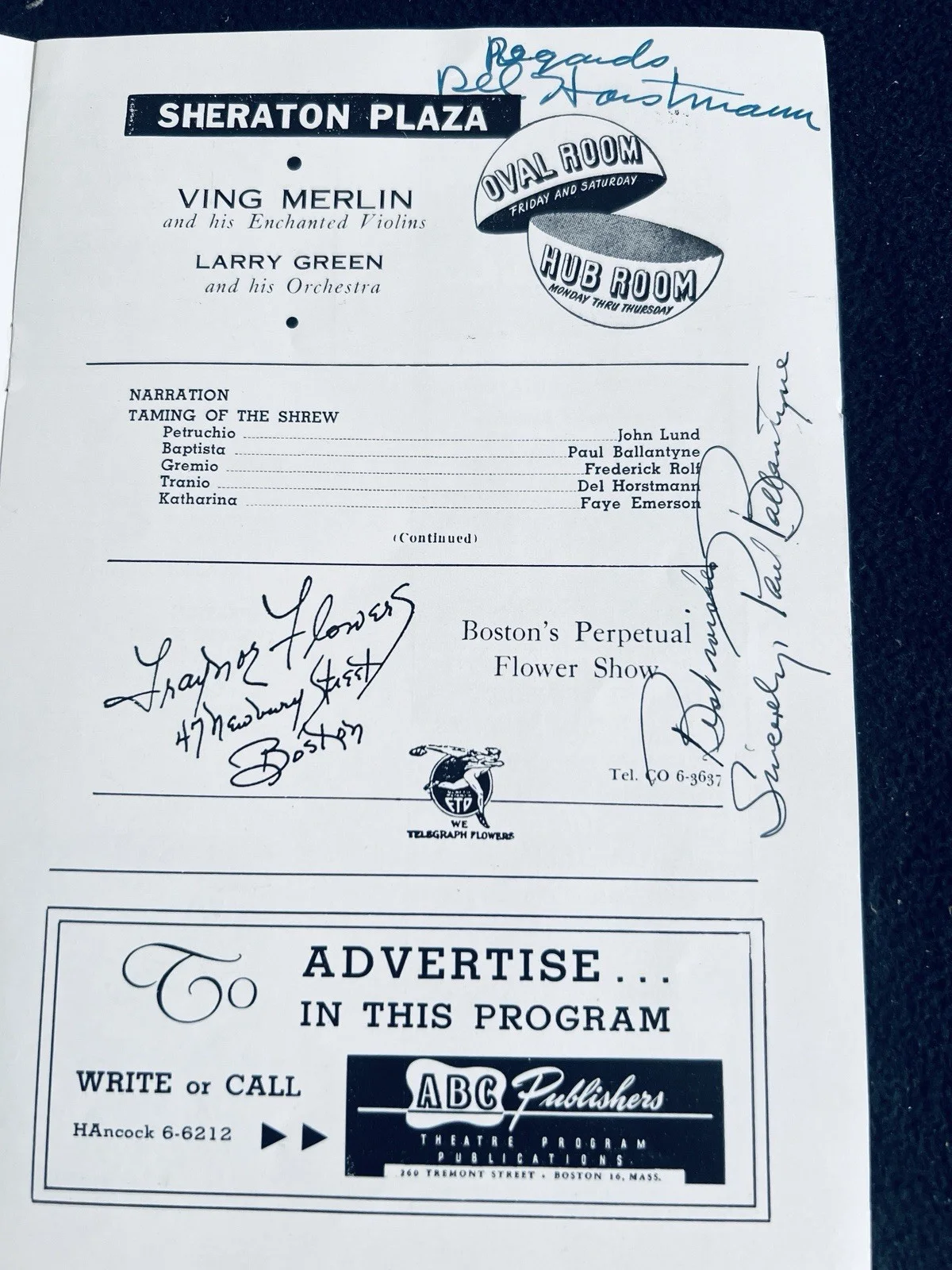 Viveca Lindfors — Creepshow actress VIVECA LINDFORS signed playbill (+ two) Colonial Theatre 1953, изображение 3