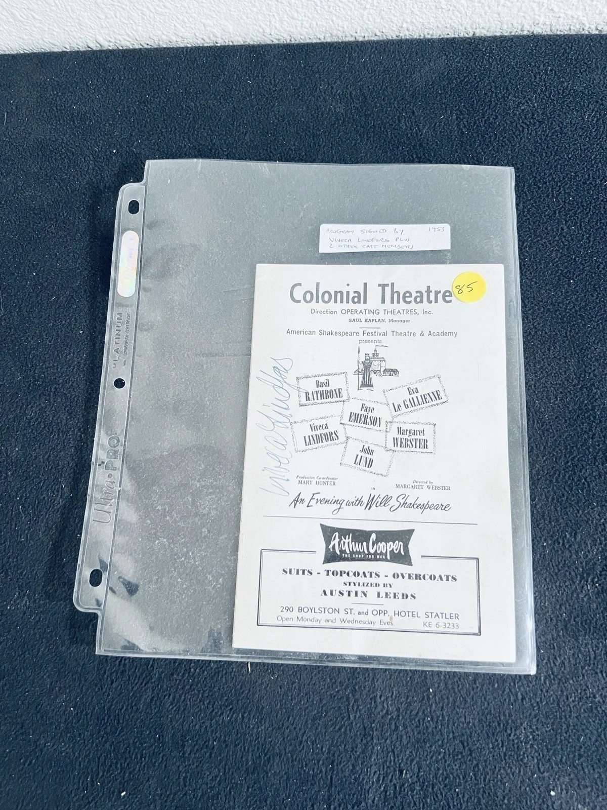 Viveca Lindfors — Creepshow actress VIVECA LINDFORS signed playbill (+ two) Colonial Theatre 1953, изображение 5