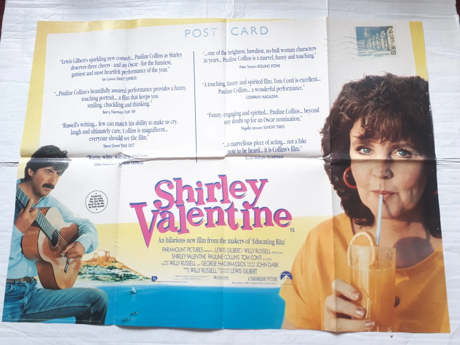 shirley valentine 1989 ORIGINAL Poster uk Quad 30x40 1980s tom conti, изображение 2