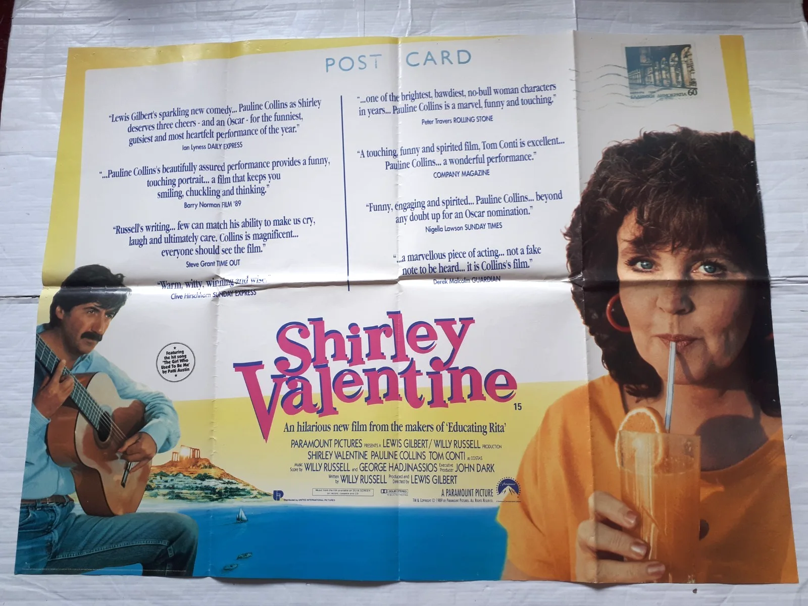 shirley valentine 1989 ORIGINAL Poster uk Quad 30x40 1980s tom conti, изображение 3