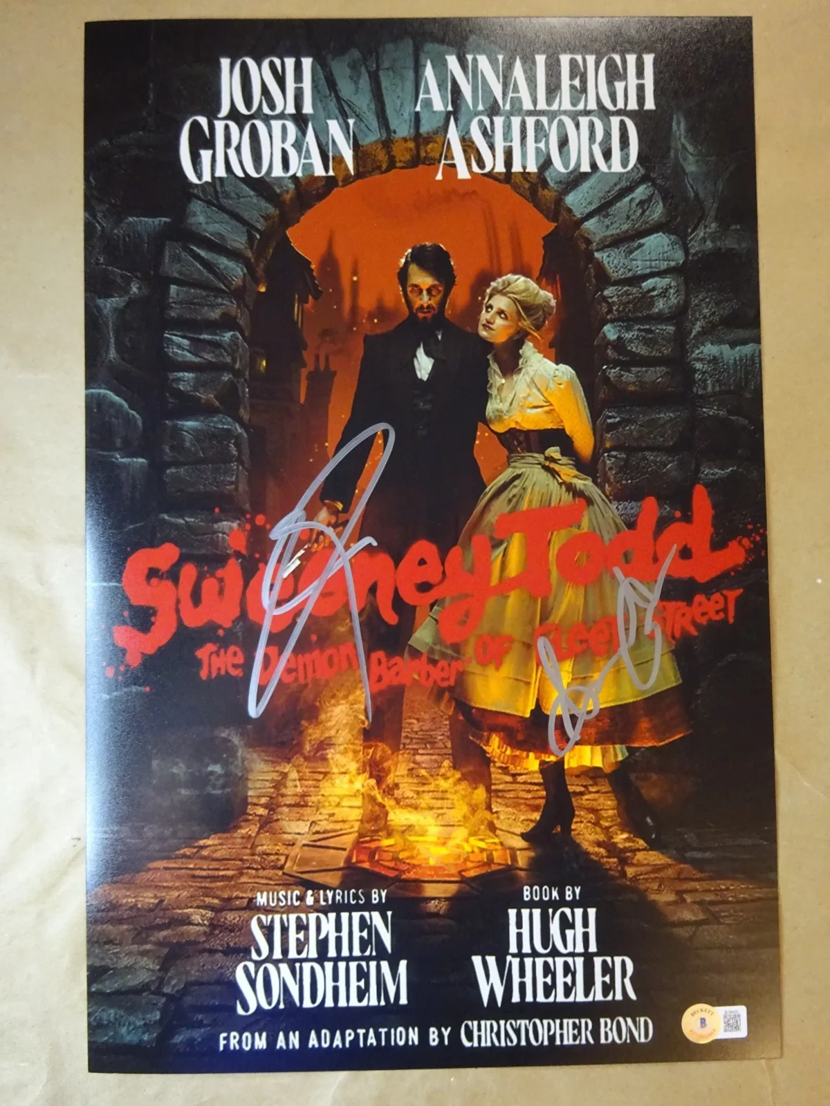 Josh Groban & Annaleigh Ashford — Sweeney Todd 11"x17" Photo Signed By Josh Groban & Annaleigh Ashford BAS COA