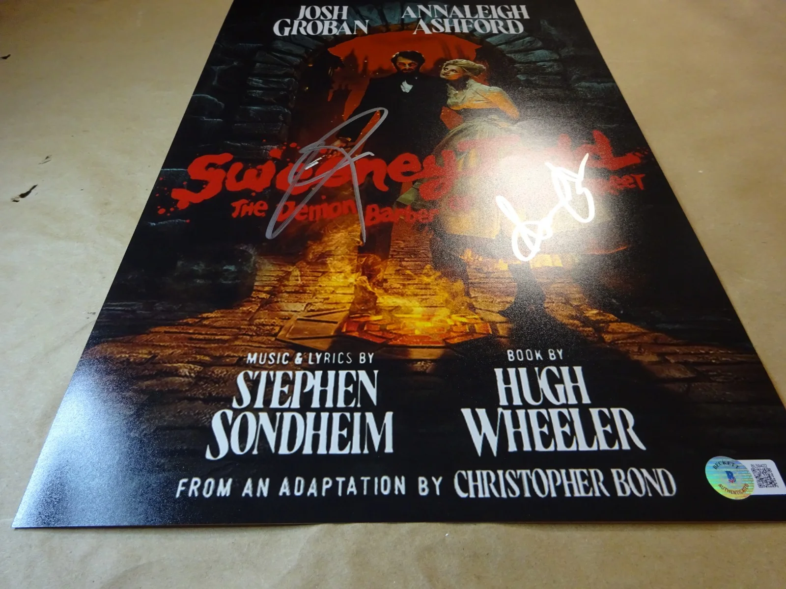 Josh Groban, Annaleigh Ashford — Sweeney Todd 11"x17" Photo Signed By Josh Groban & Annaleigh Ashford BAS COA, изображение 2