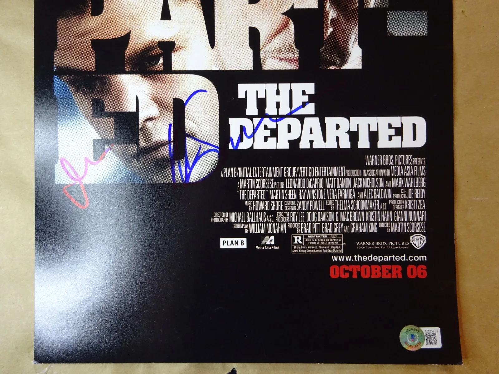 Martin Scorsese, Matt Damon — The Departed 11"x17" Photo Signed by Martin Scorsese & Matt Damon Beckett COA, изображение 4