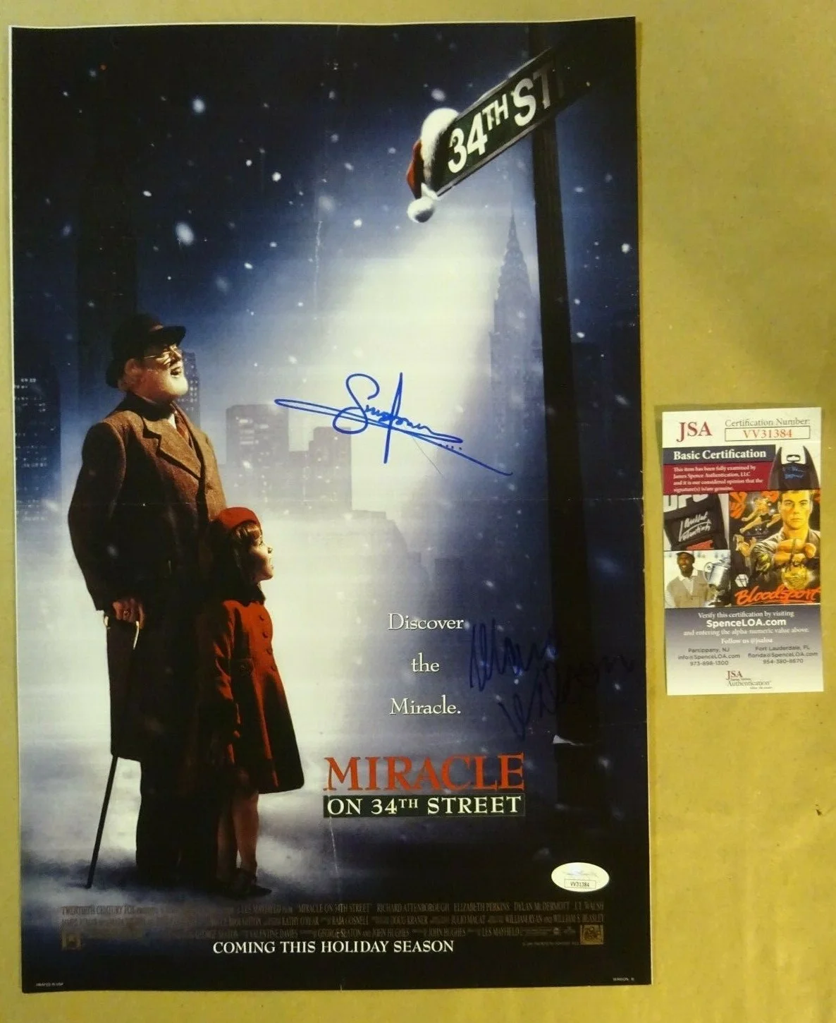 Simon Jones & Mara Wilson — Signed MIRACLE ON 34TH STREET Photo Autographed By 2 11x17 JSA COA Wilson Jones