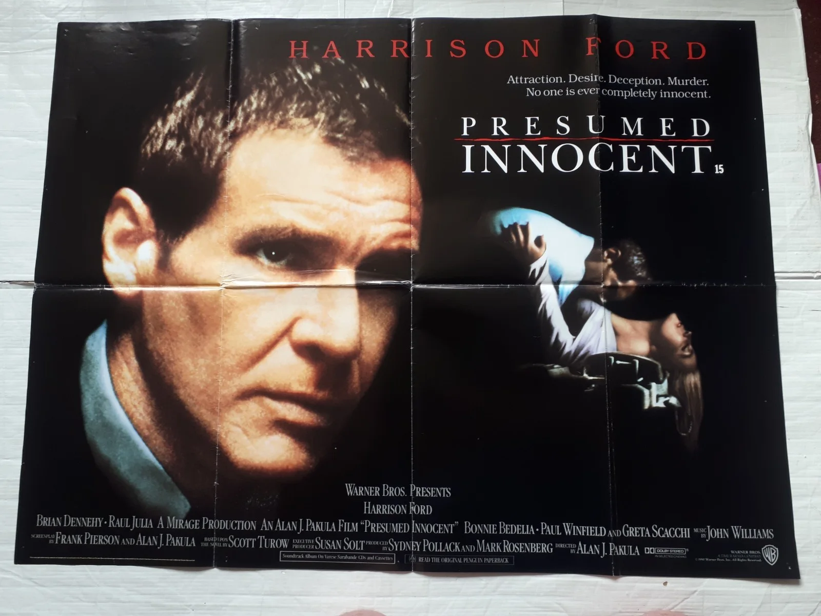 pressumed innocent 1990 ORIGINAL Poster uk Quad 30x40 1990s harrison ford, image 2