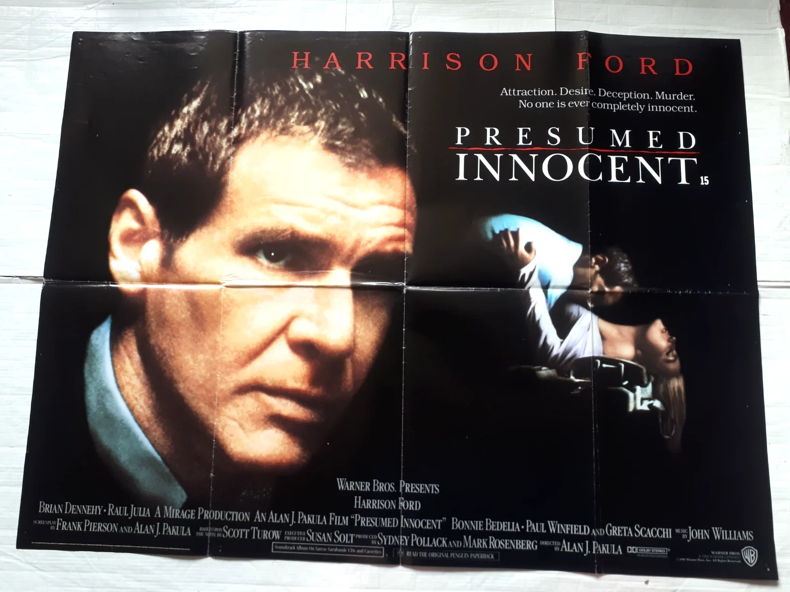 pressumed innocent 1990 ORIGINAL Poster uk Quad 30x40 1990s harrison ford, image 3