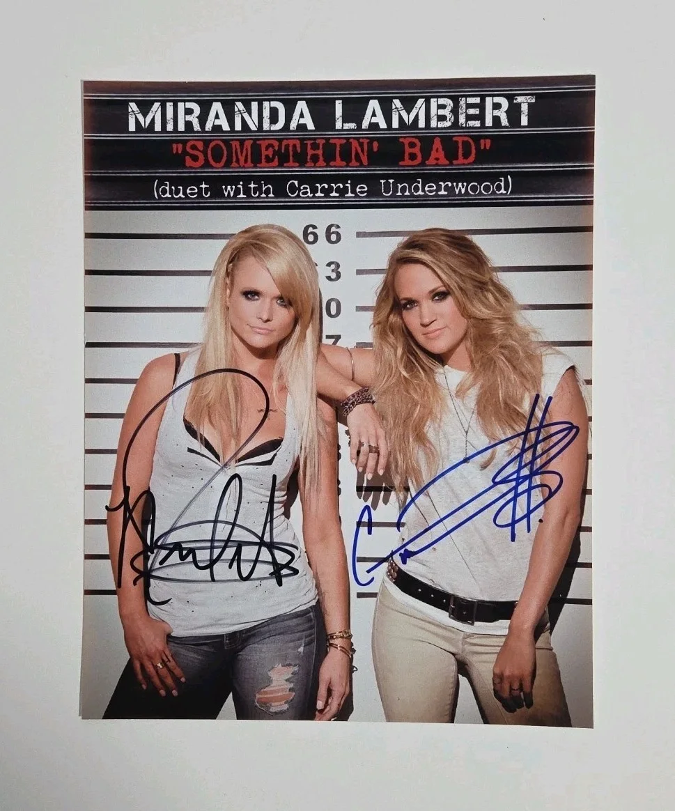 Miranda Lambert Carrie Underwood Signed 8x10 Somethin’ Bad Duet Photo Framed, image 5