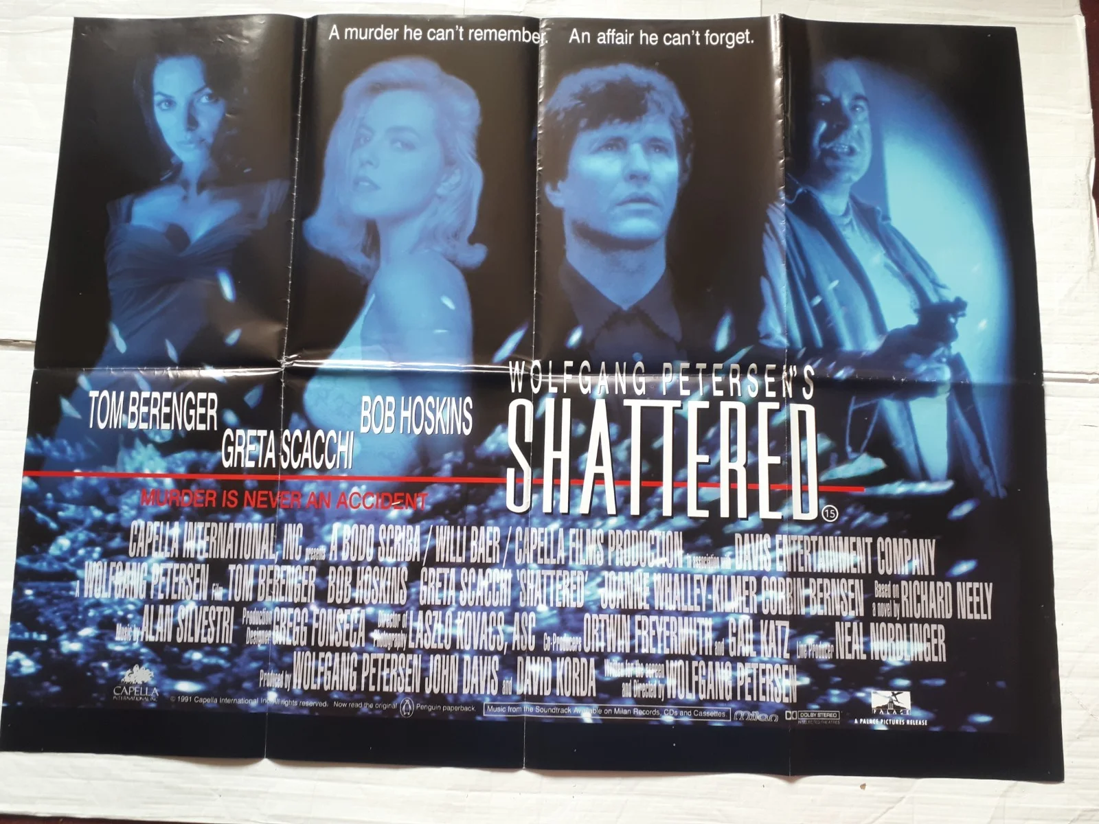 shattered 1991 ORIGINAL Poster uk Quad 30x40 1990s Tom Berenger bob hoskins, изображение 2