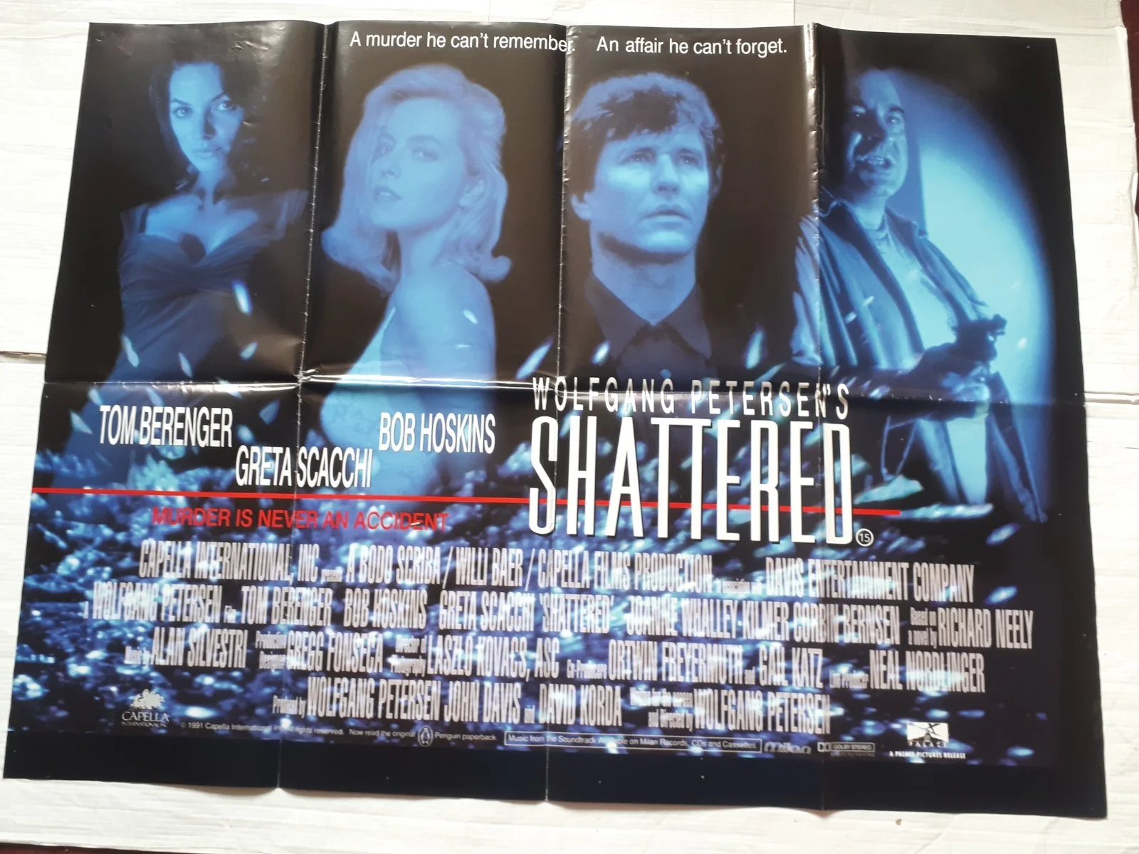 shattered 1991 ORIGINAL Poster uk Quad 30x40 1990s Tom Berenger bob hoskins, изображение 3