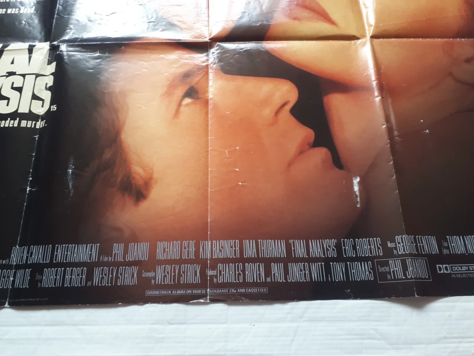 final analysis 1992 ORIGINAL Poster uk Quad 30x40 1990s uma thurman kim basinger, изображение 5