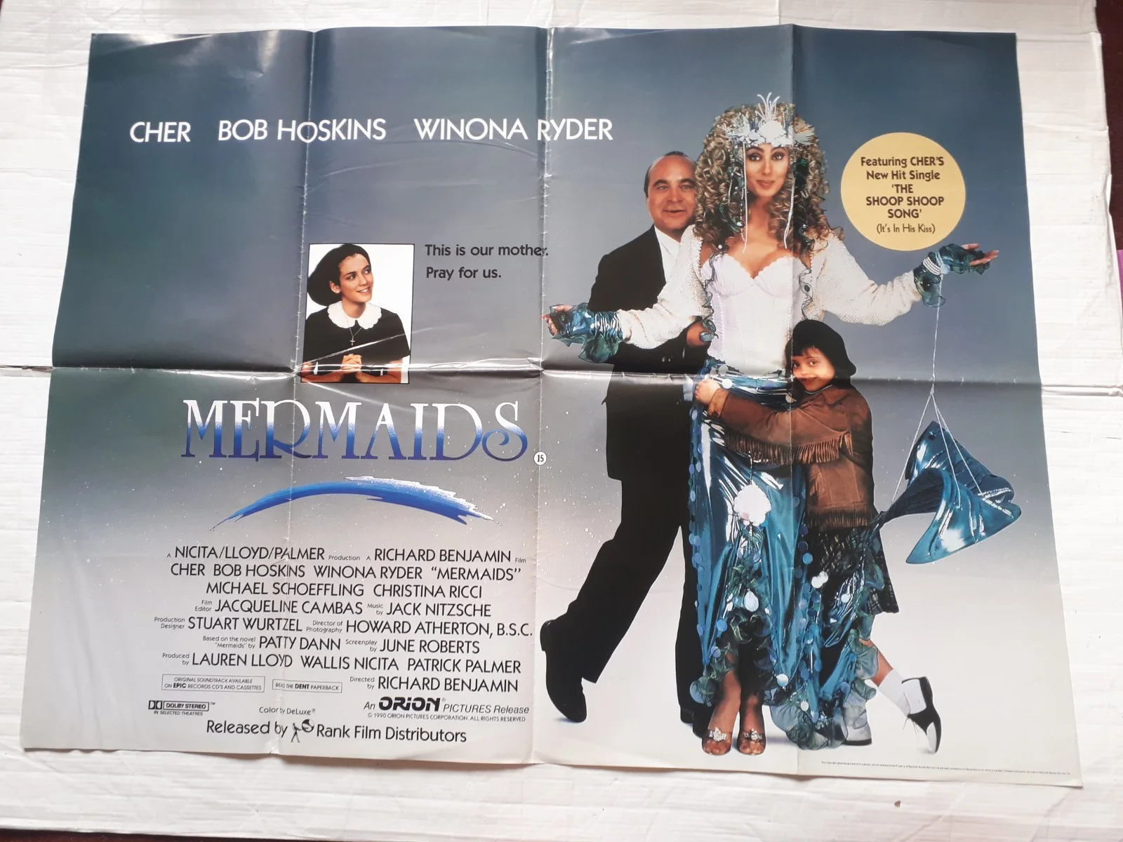 mermaids 1990 ORIGINAL Poster uk Quad 30x40" 1990s Cher Winona Ryder bob hoskins, изображение 2