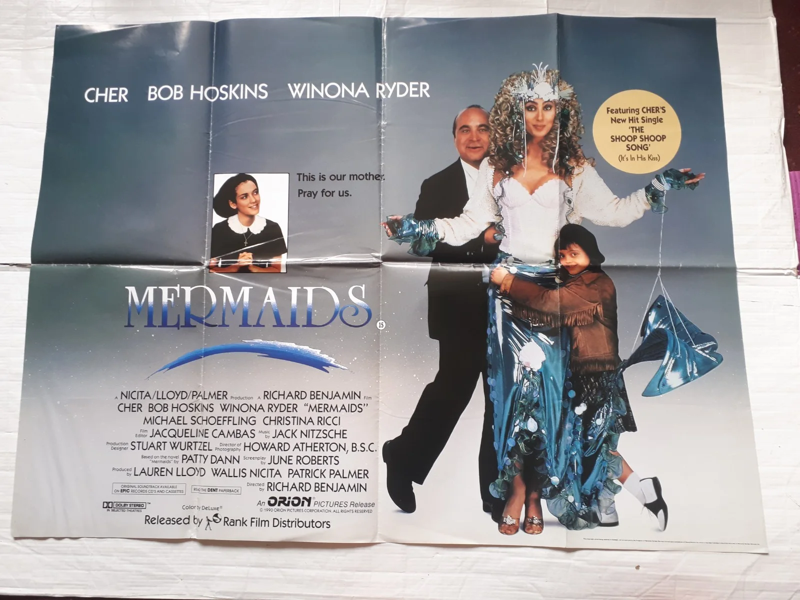 mermaids 1990 ORIGINAL Poster uk Quad 30x40" 1990s Cher Winona Ryder bob hoskins, изображение 3