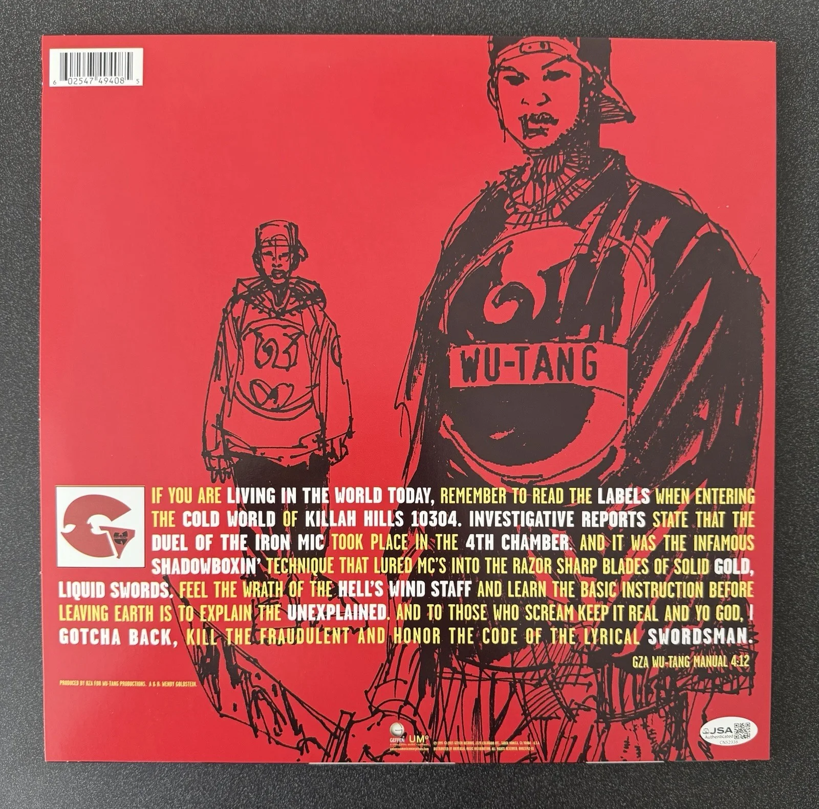 GZA SIGNED LIQUID SWORDS VINYL RECORD ALBUM LP ‘GENIUS/GZA’ JSA COA, изображение 4