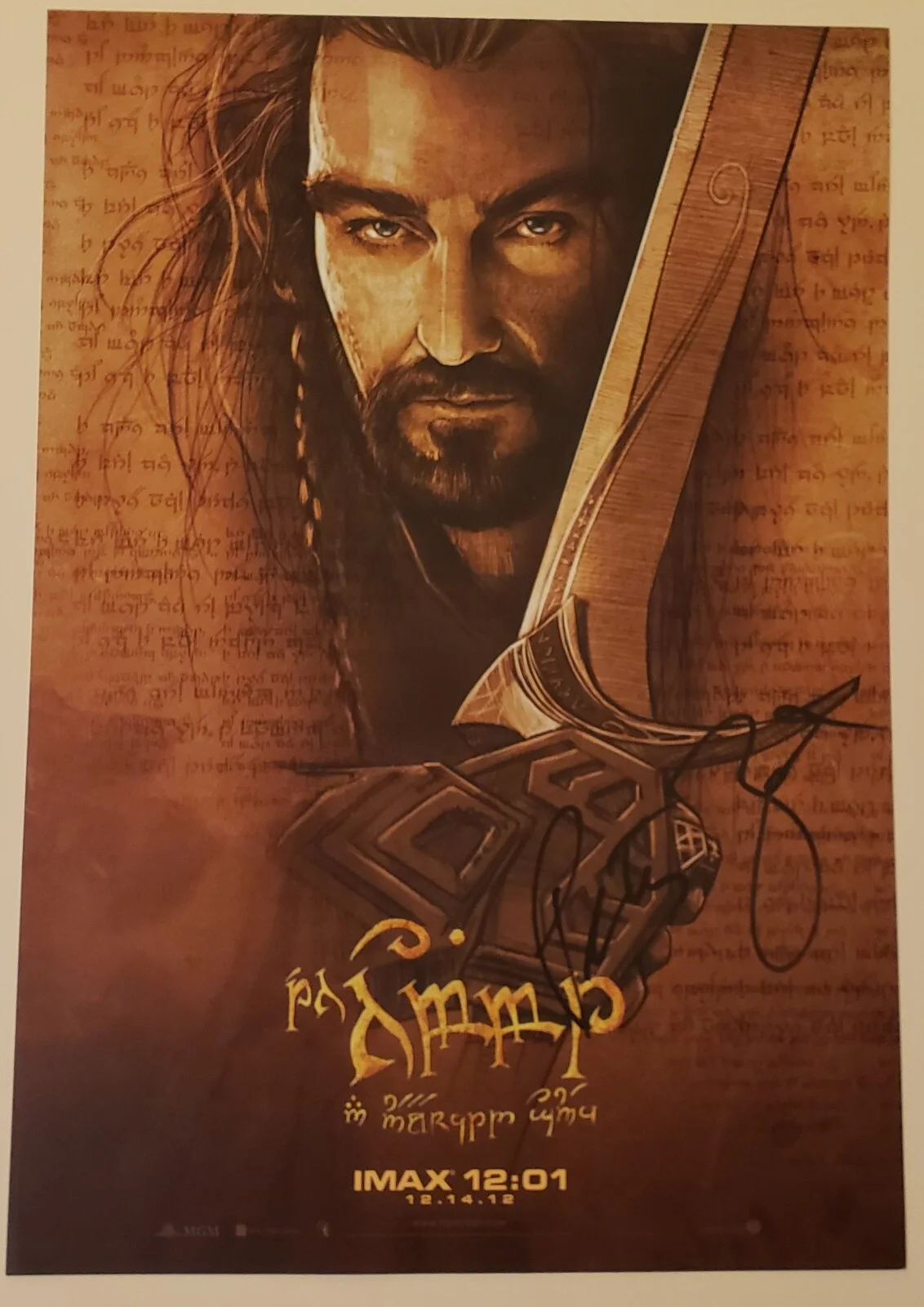 Peter Jackson — THE HOBBIT Peter Jackson HAND SIGNED Lord Rings Vintage Promo Poster Thorin, image 2