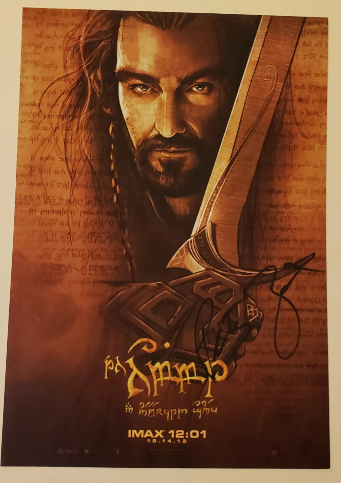 Peter Jackson — THE HOBBIT Peter Jackson HAND SIGNED Lord Rings Vintage Promo Poster Thorin, image 3