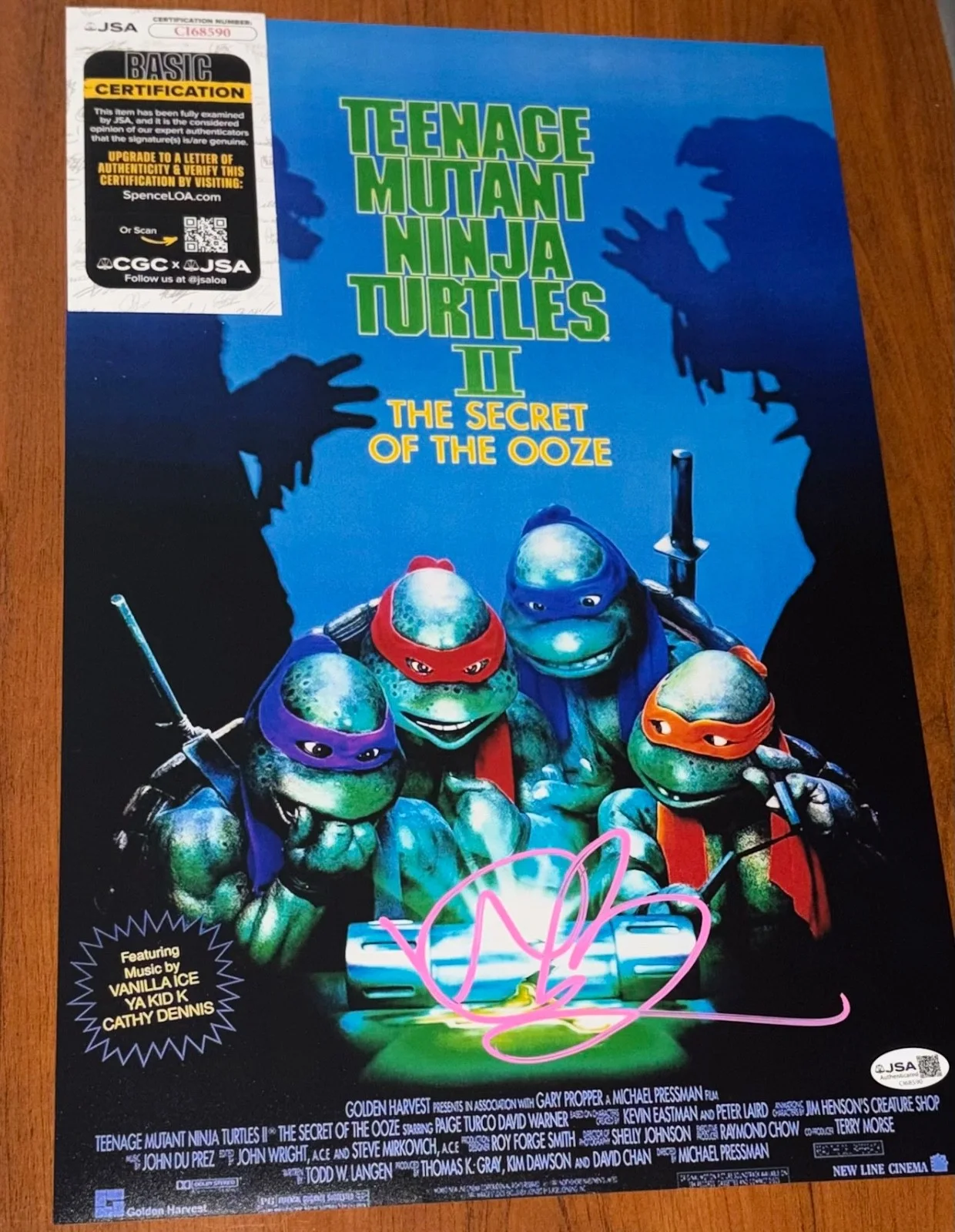 Vanilla Ice — Vanilla Ice Signed 11x17 Photo Teenage Mutant Ninja Turtles Movie Poster JSA N