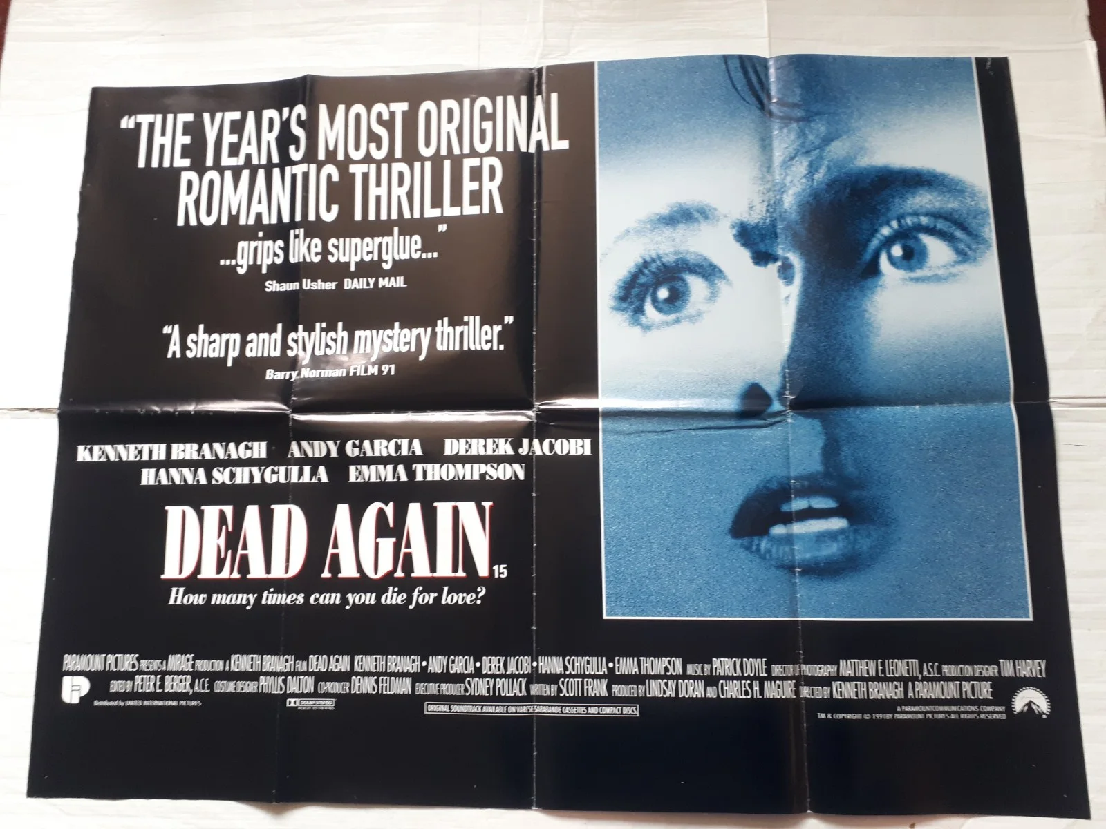 dead again 1991 ORIGINAL Poster UK Quad 30x40" 1990s kenneth branagh, image 3