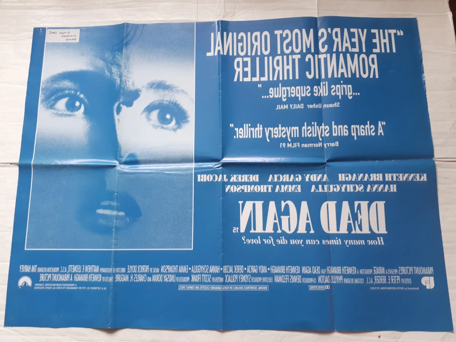 dead again 1991 ORIGINAL Poster UK Quad 30x40" 1990s kenneth branagh, image 5