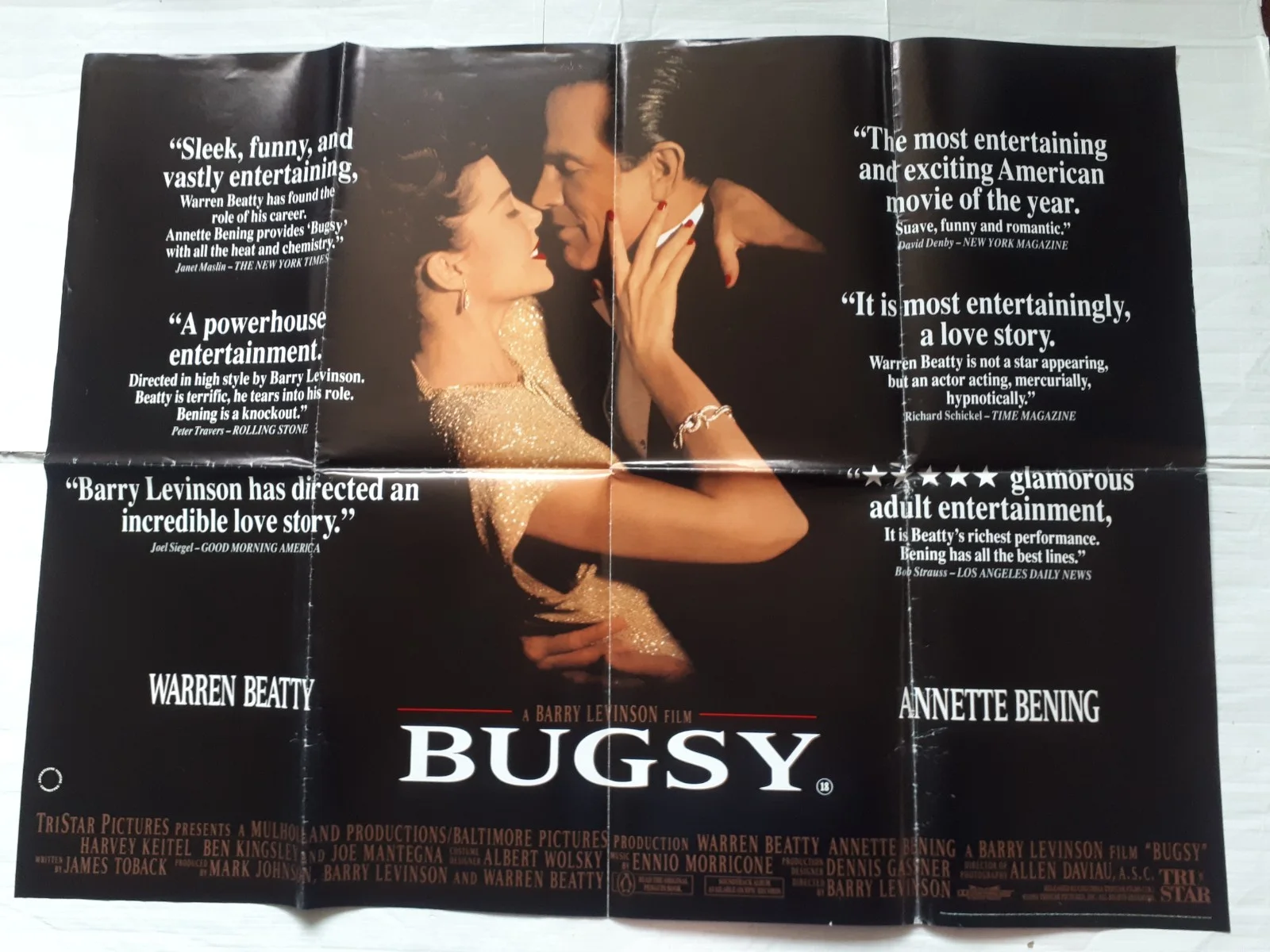 bugsy 1991 ORIGINAL Poster UK Quad 30x40" 1990s warren beaty annette bening, изображение 2