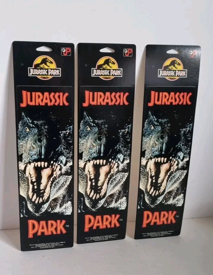 3 X 1993 Jurassic Park Movie Stickers T-REX Dinosaur Universal Studios Vintage, image 3