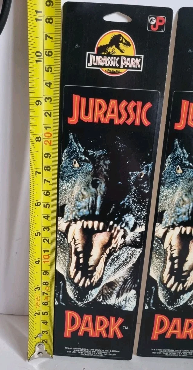3 X 1993 Jurassic Park Movie Stickers T-REX Dinosaur Universal Studios Vintage, image 4