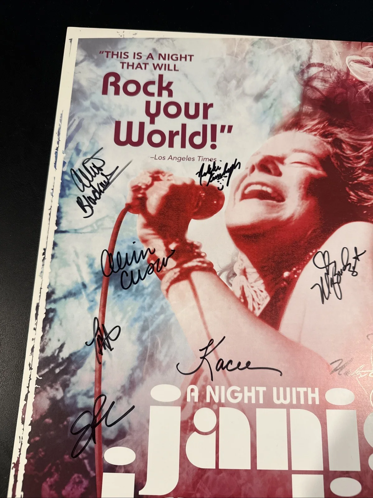 Cast — A Night with Janis Joplin Broadway Poster Window Card Hand Signed by Full Cast, изображение 2