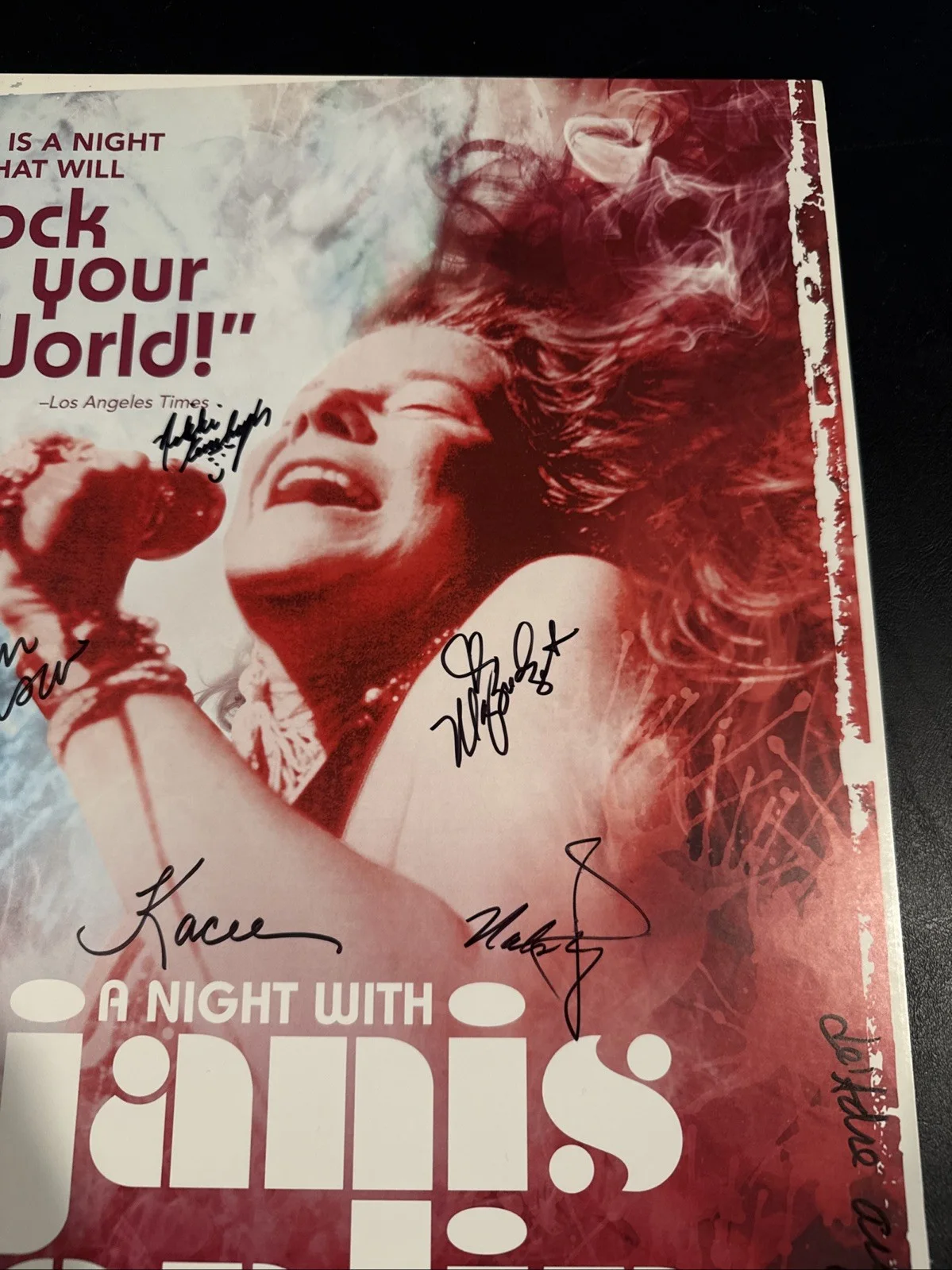 Cast — A Night with Janis Joplin Broadway Poster Window Card Hand Signed by Full Cast, изображение 3