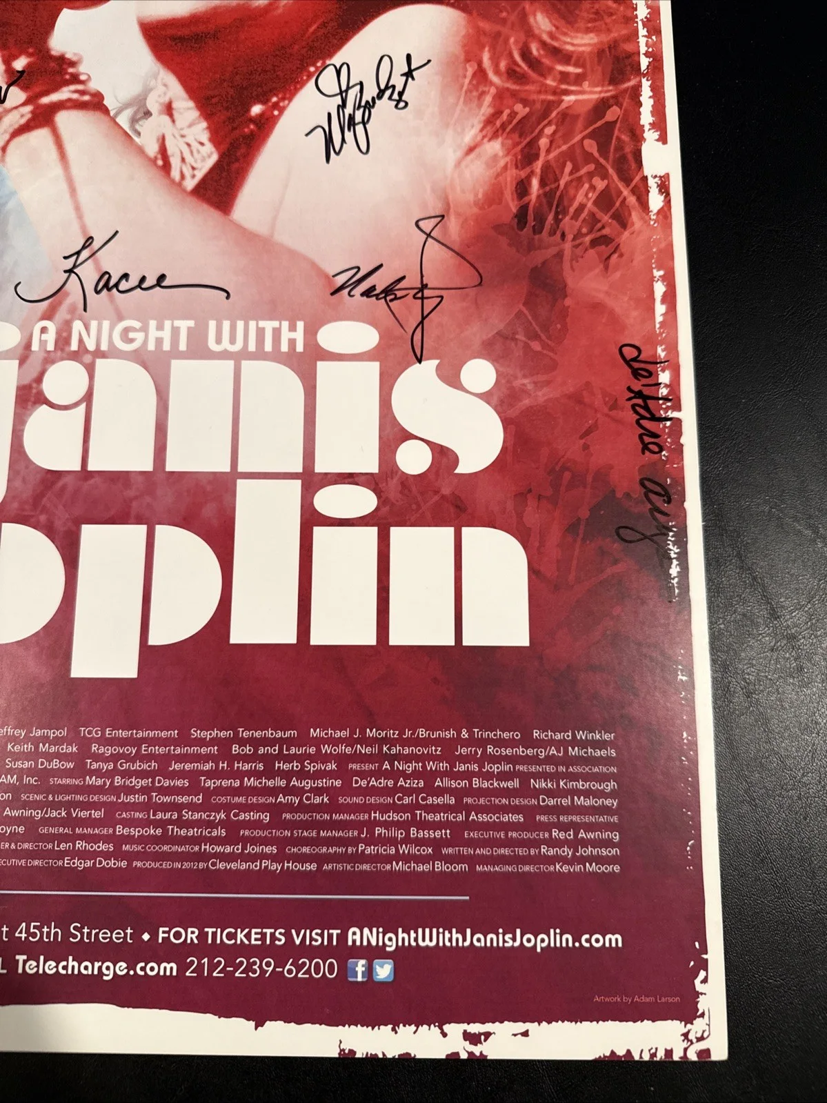 Cast — A Night with Janis Joplin Broadway Poster Window Card Hand Signed by Full Cast, изображение 4