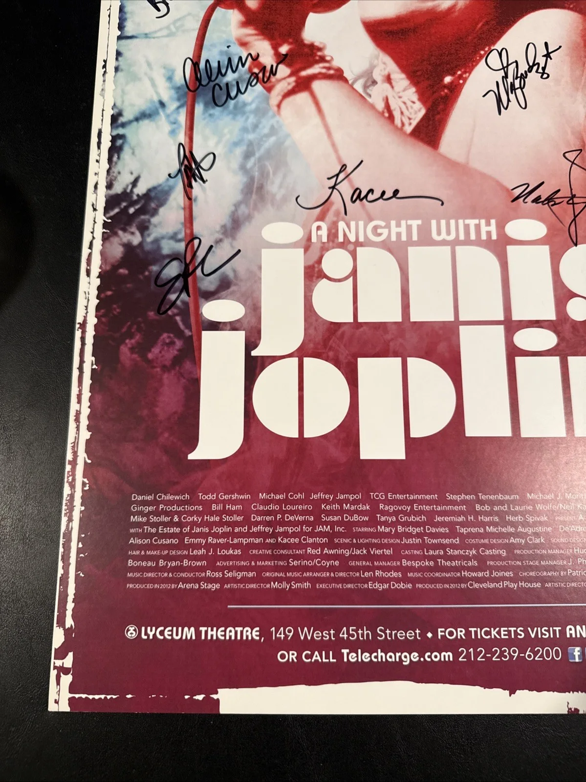 Cast — A Night with Janis Joplin Broadway Poster Window Card Hand Signed by Full Cast, изображение 5