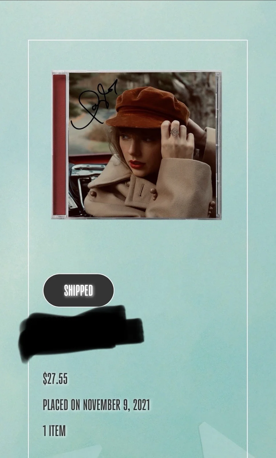 Taylor Swift Signed Red (Taylor's Version) CD & Booklet Framed Display Original, image 2