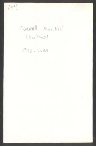 Real Photo Cornell MacNeil USA Opera Baritone With Original Signed 5 1/2"x3 1/2, image 2