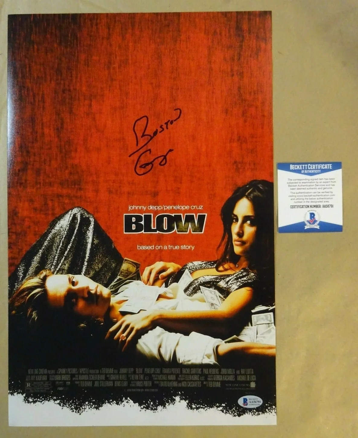 George Jung — Signed GEORGE JUNG Autographed BOSTON GEORGE BLOW Photo 11"x17" BECKETT BAS COA