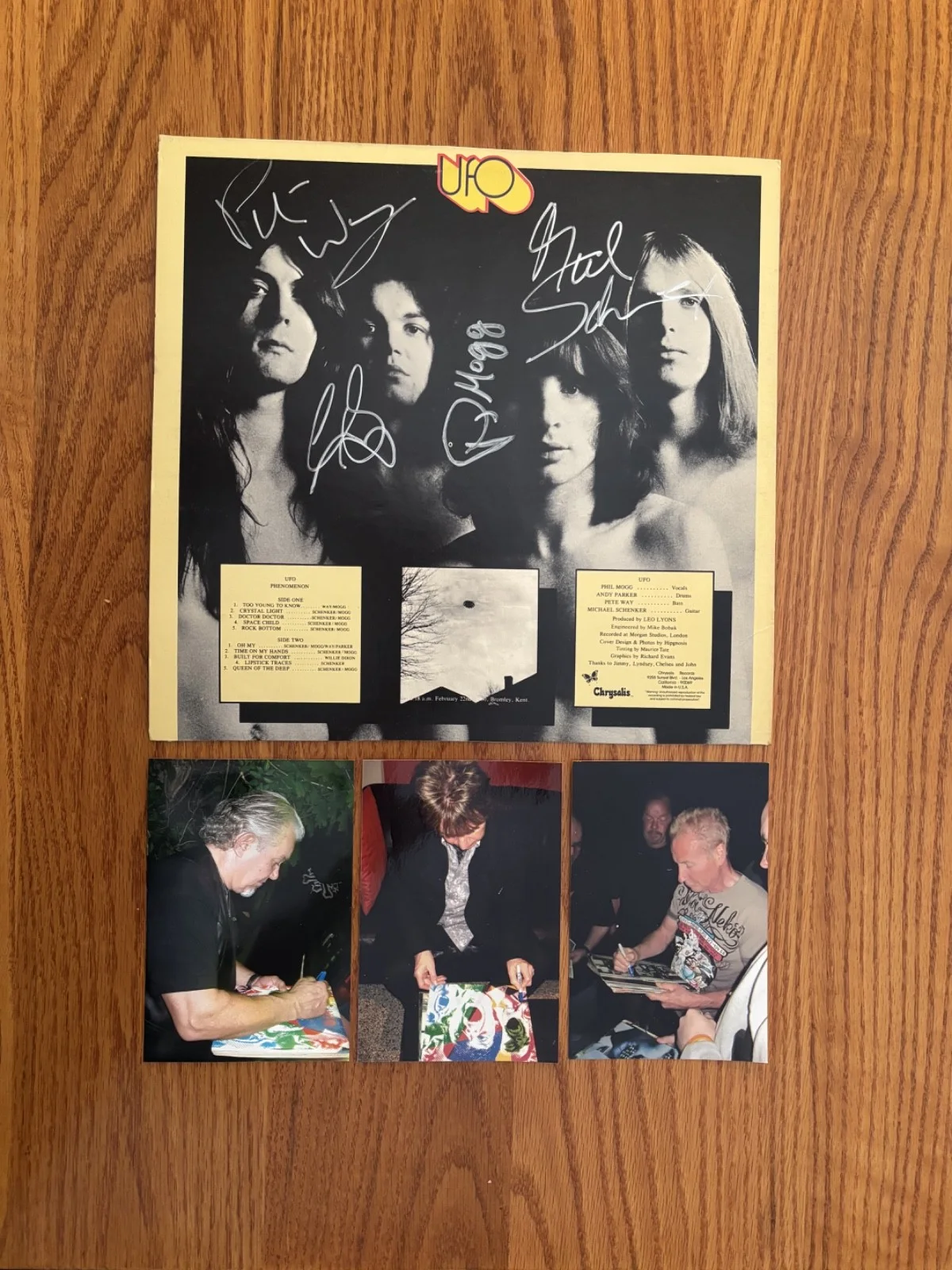 UFO & MICHAEL SCHENKER Signed PHENOMENEN Album Flat • Gibson Flying V Guitar, image 2
