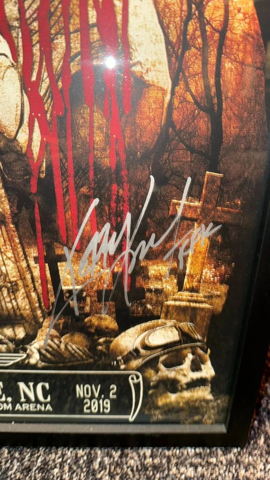 SLAYER ASHEVILLE 2019 Band Signed Show Poster, изображение 3