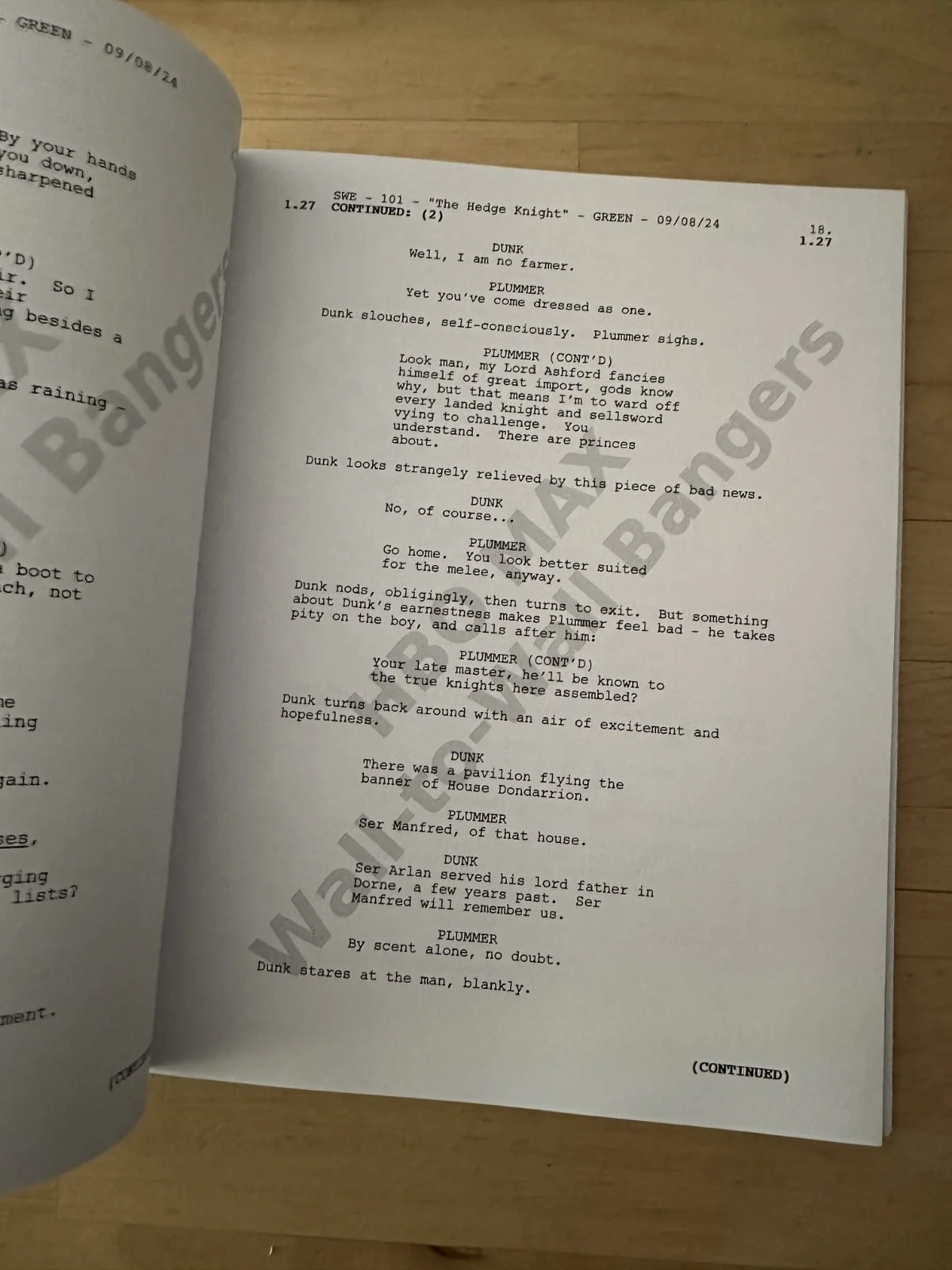 A KNIGHT OF THE SEVEN KINGDOMS PROMO SHOOTING SCRIPT REPRODUCTION EPISODE 1, image 2