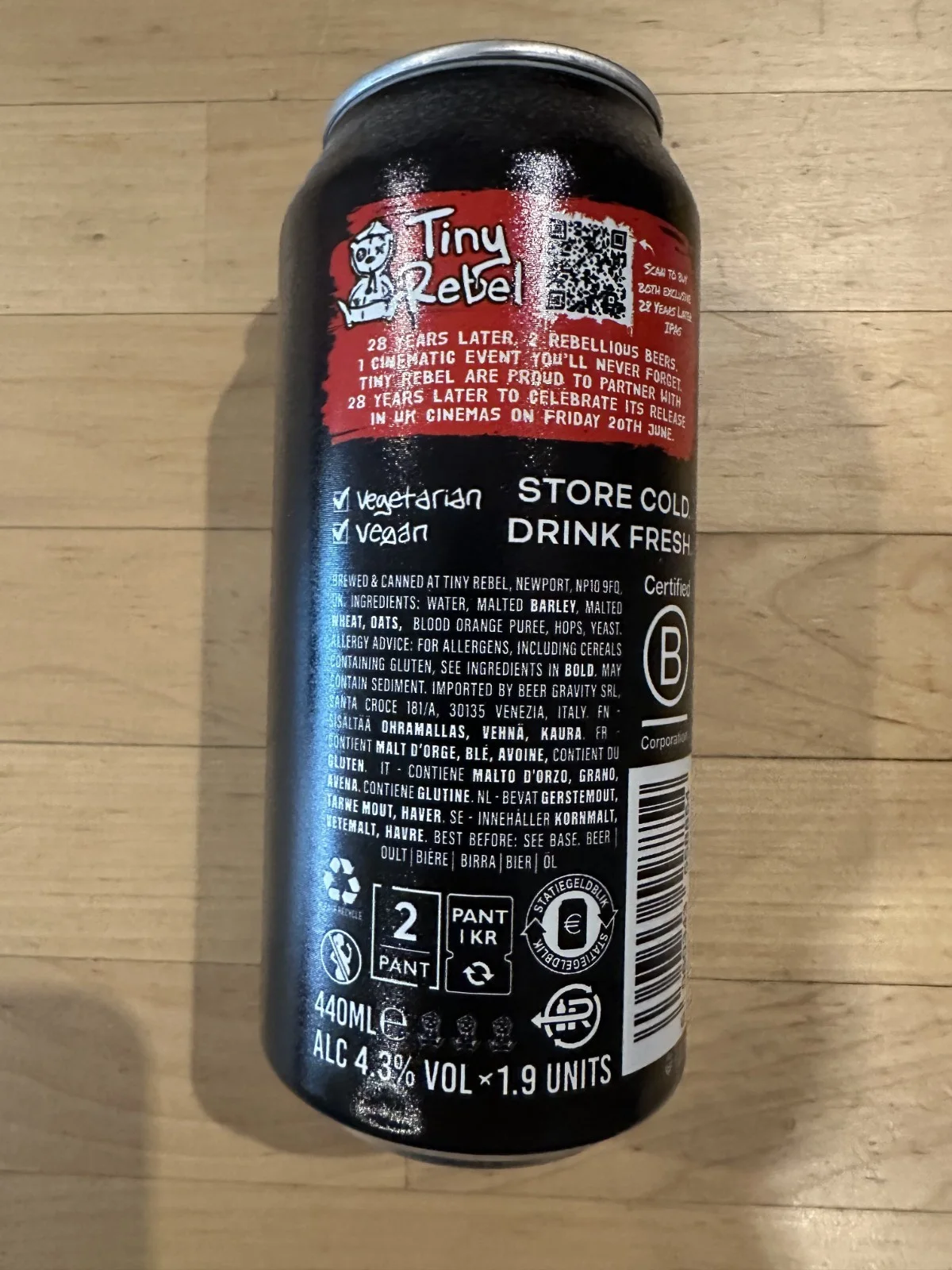 28 YEARS LATER TINY REBEL PROMO CAN SEALED NEW IPA BLOOD ORANGE LIQUER HORROR, image 2