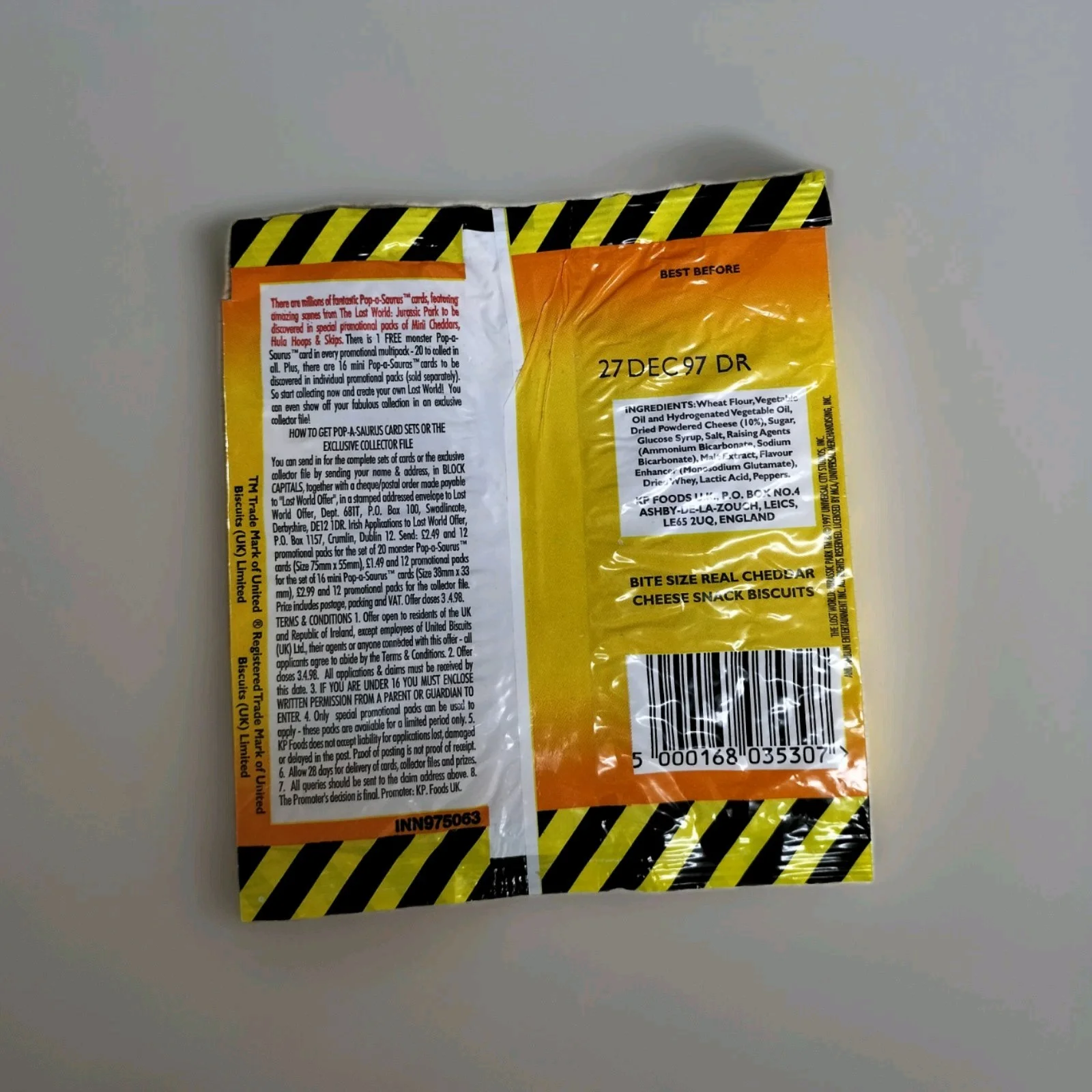 Lost World Jurassic Park Promotional Mini Cheddars Food Packet 1997, image 2