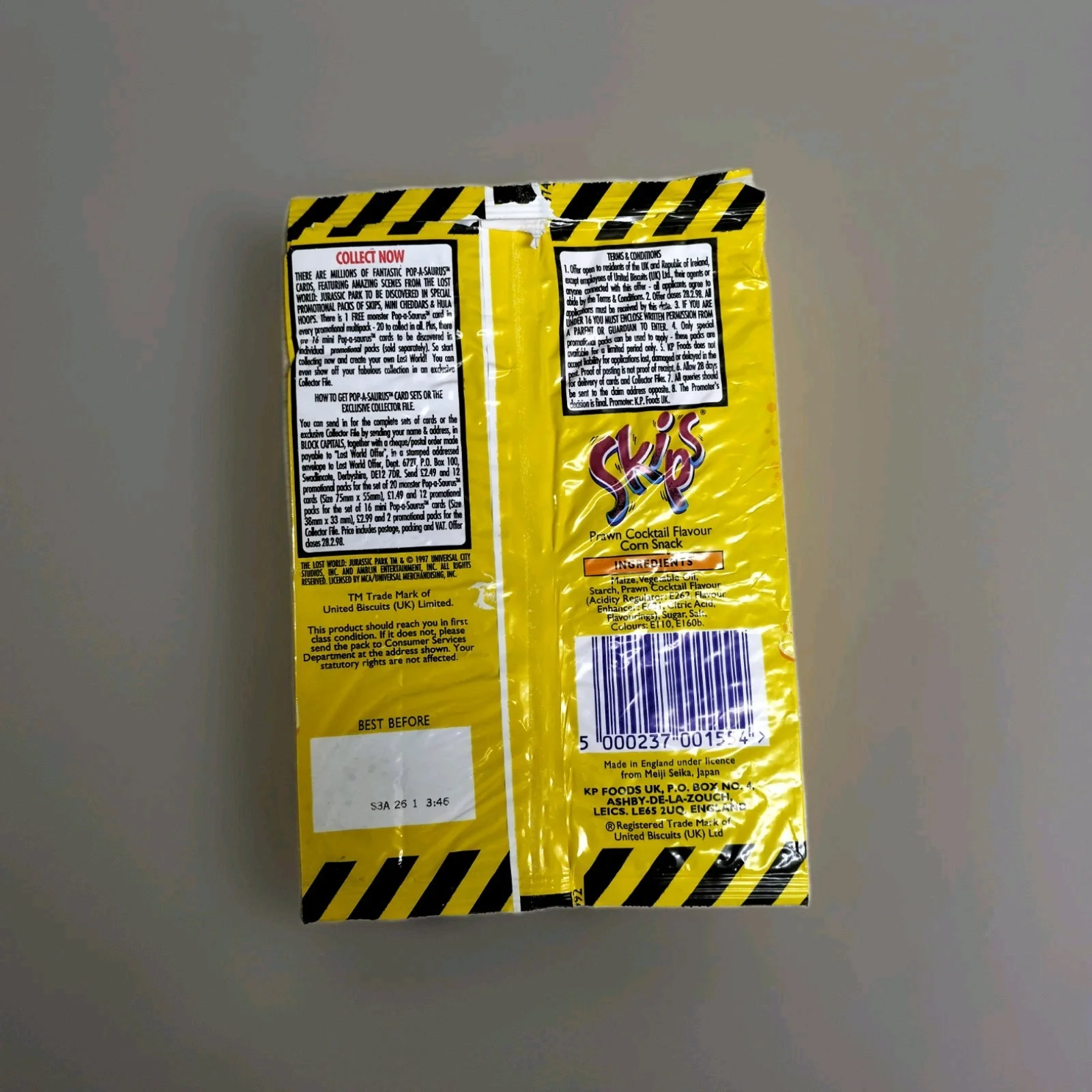 Lost World Jurassic Park Promotional Skips Crisp Food Packet 1997, изображение 3