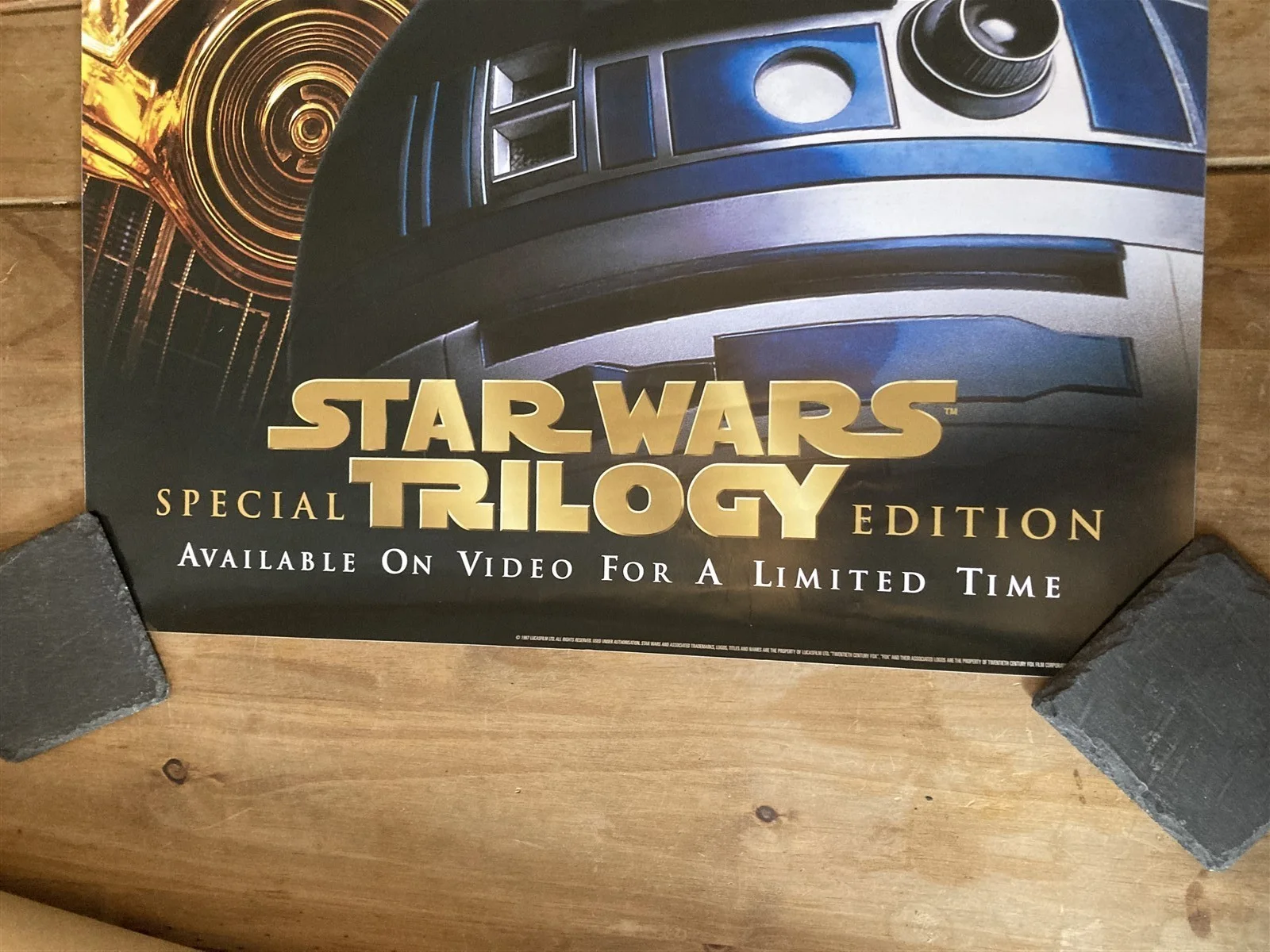 STAR WARS TRILOGY RARE VINTAGE VHS VIDEO PROMO POSTER R2D2 VERY NICE COND 50X71, изображение 4