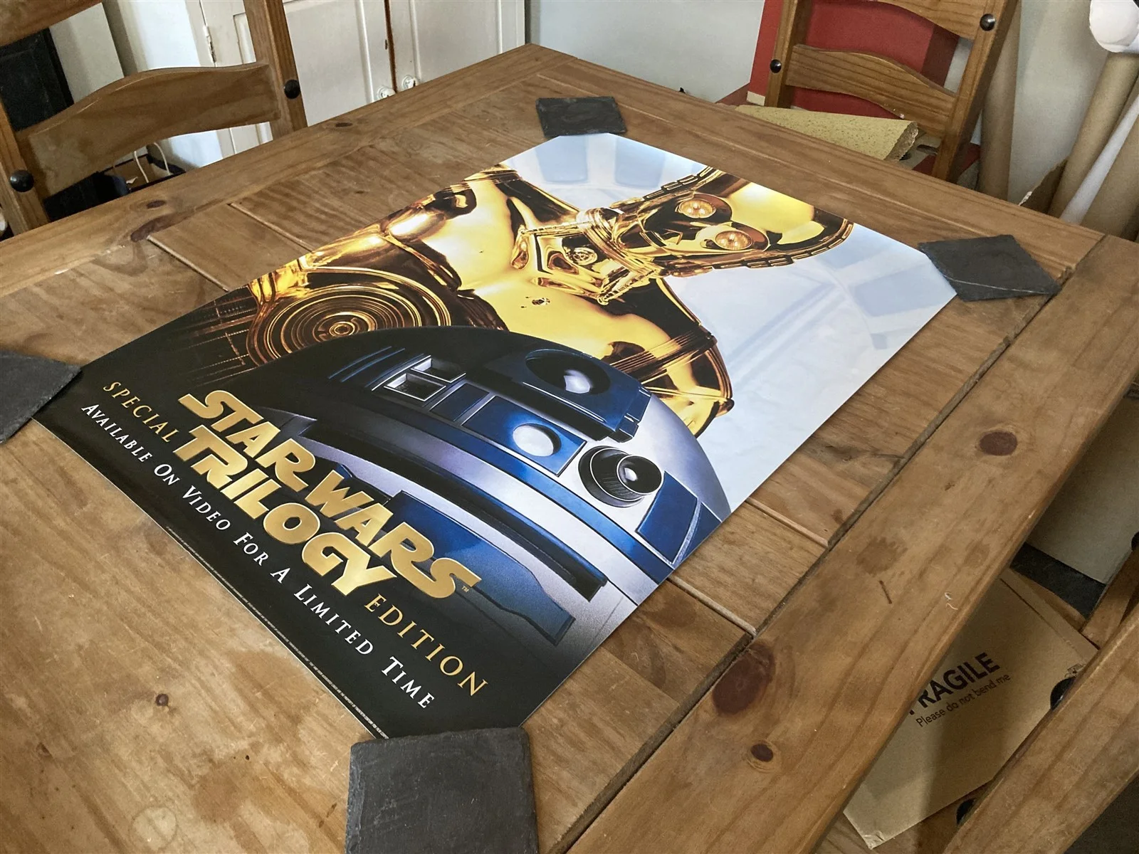 STAR WARS TRILOGY RARE VINTAGE VHS VIDEO PROMO POSTER R2D2 VERY NICE COND 50X71, изображение 5