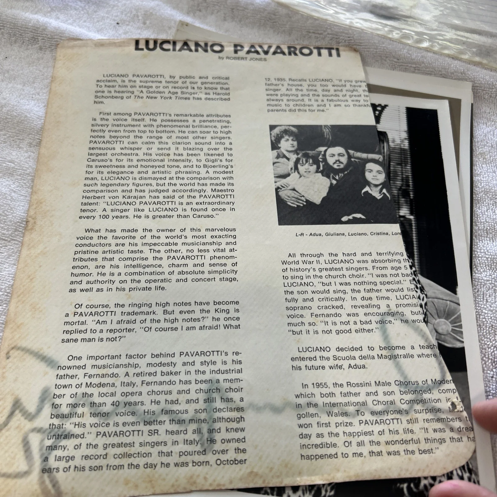 Luciano Pavarotti Picture signed 1982 Black & White 8x10, image 5