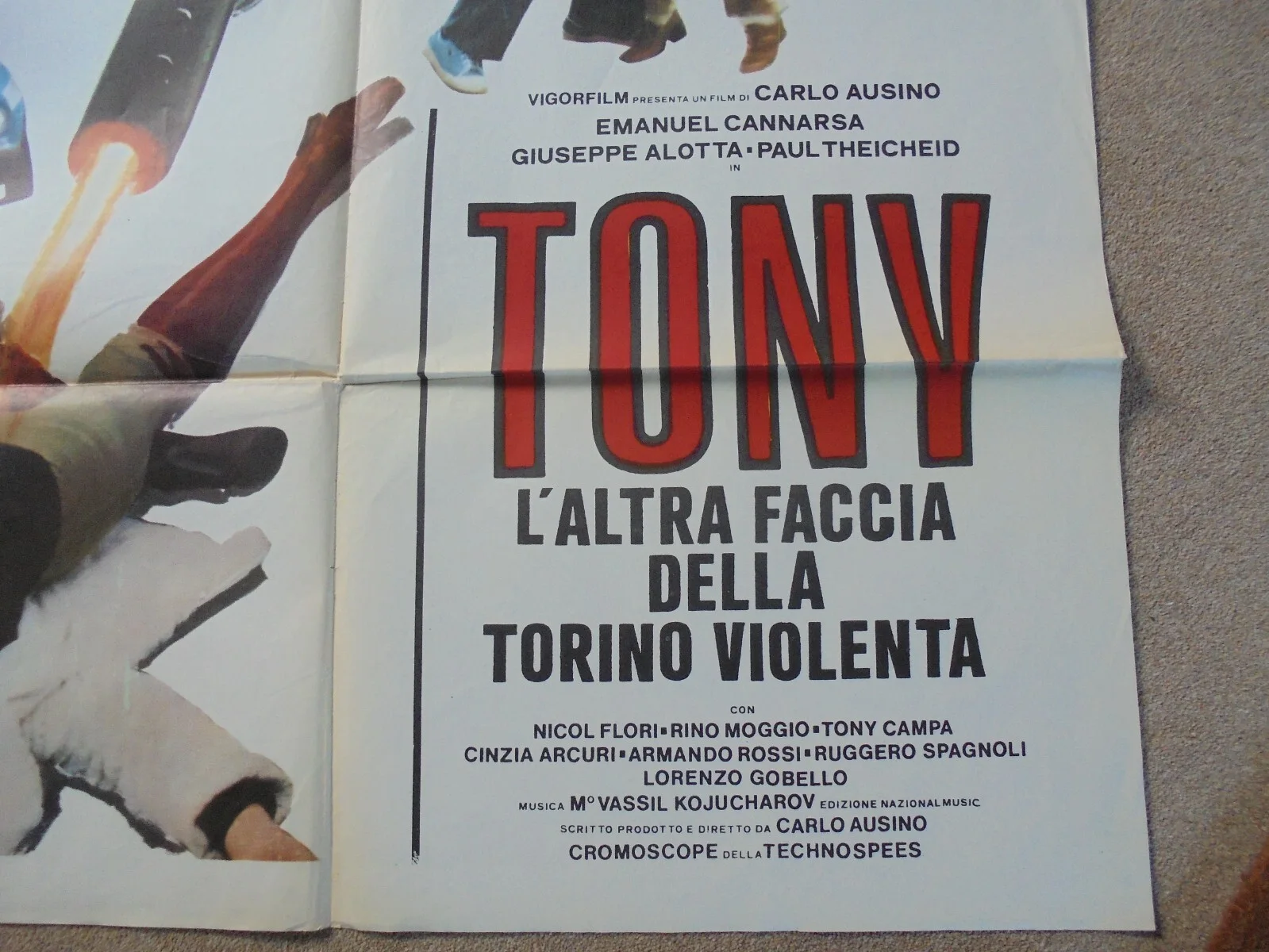 Tony Violent Face Of Turin Alfa Romeo Giulia Polizia Original Movie Poster, изображение 4