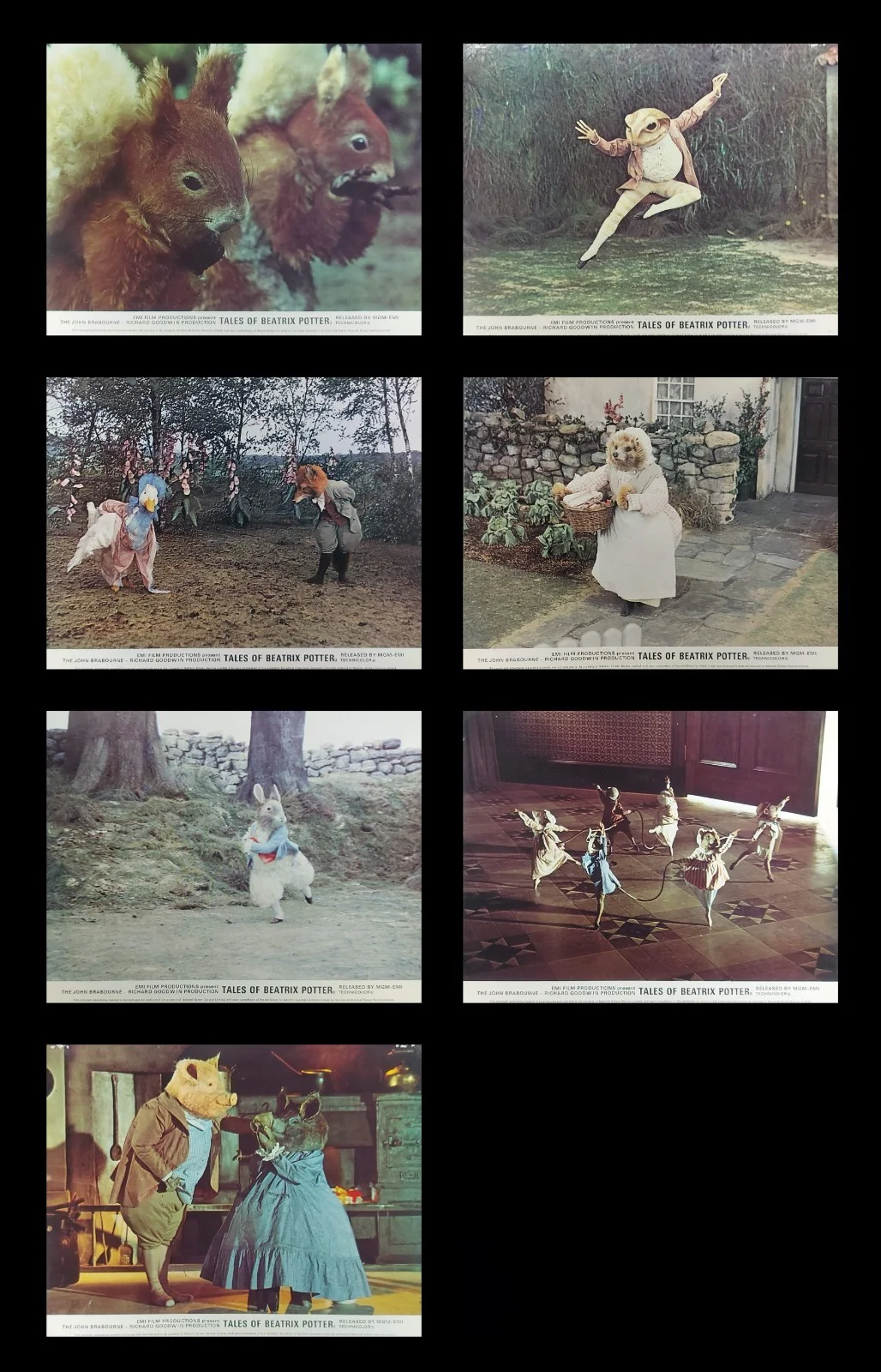 TALES OF BEATRIX POTTER ORIGINAL UK FOH LOBBY CARDS X 7 1971, изображение 2