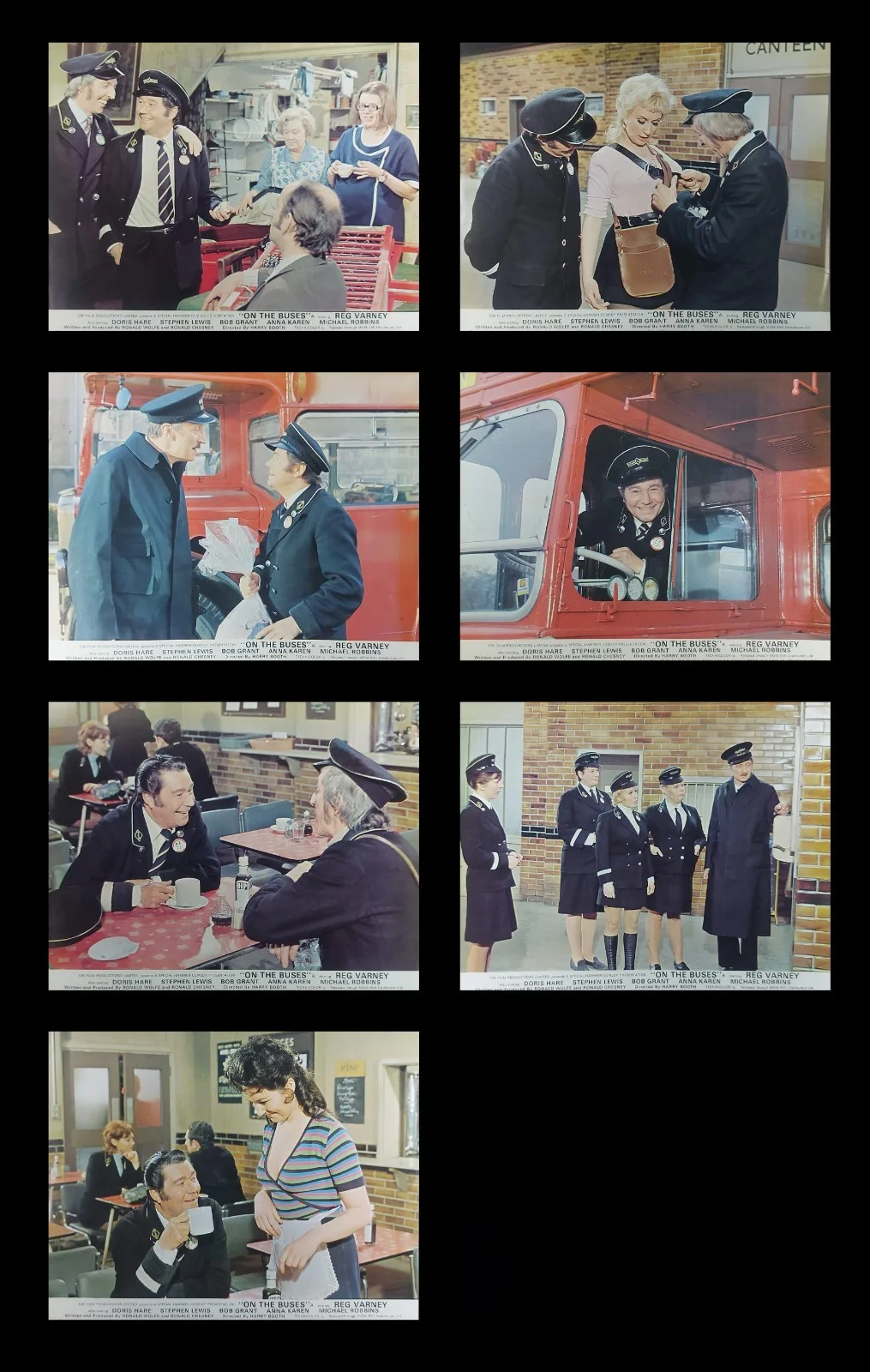 ON THE BUSES ORIGINAL UK FOH LOBBY CARDS X 14 1971, изображение 2