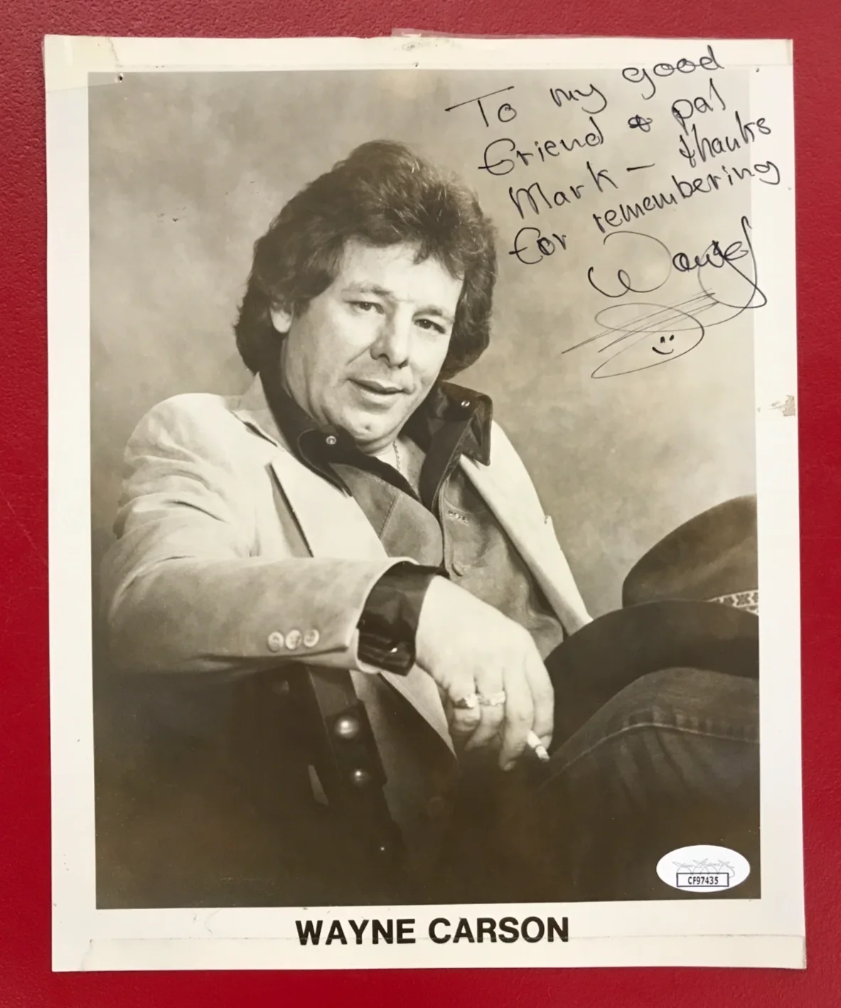 Wayne Carson — Wayne Carson Signed 8x10 B&W Photo JSA (Personalized) US Country Musician w/COA!, изображение 2