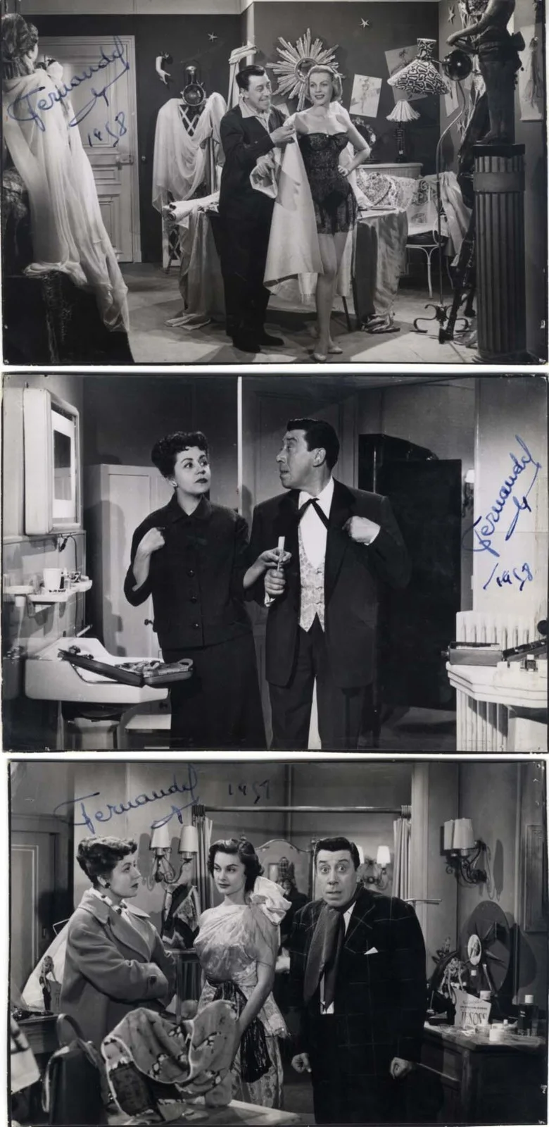 FRENCH ACTOR & SINGER Fernandel autographs, vintage photos (3) signed & magazine, изображение 2