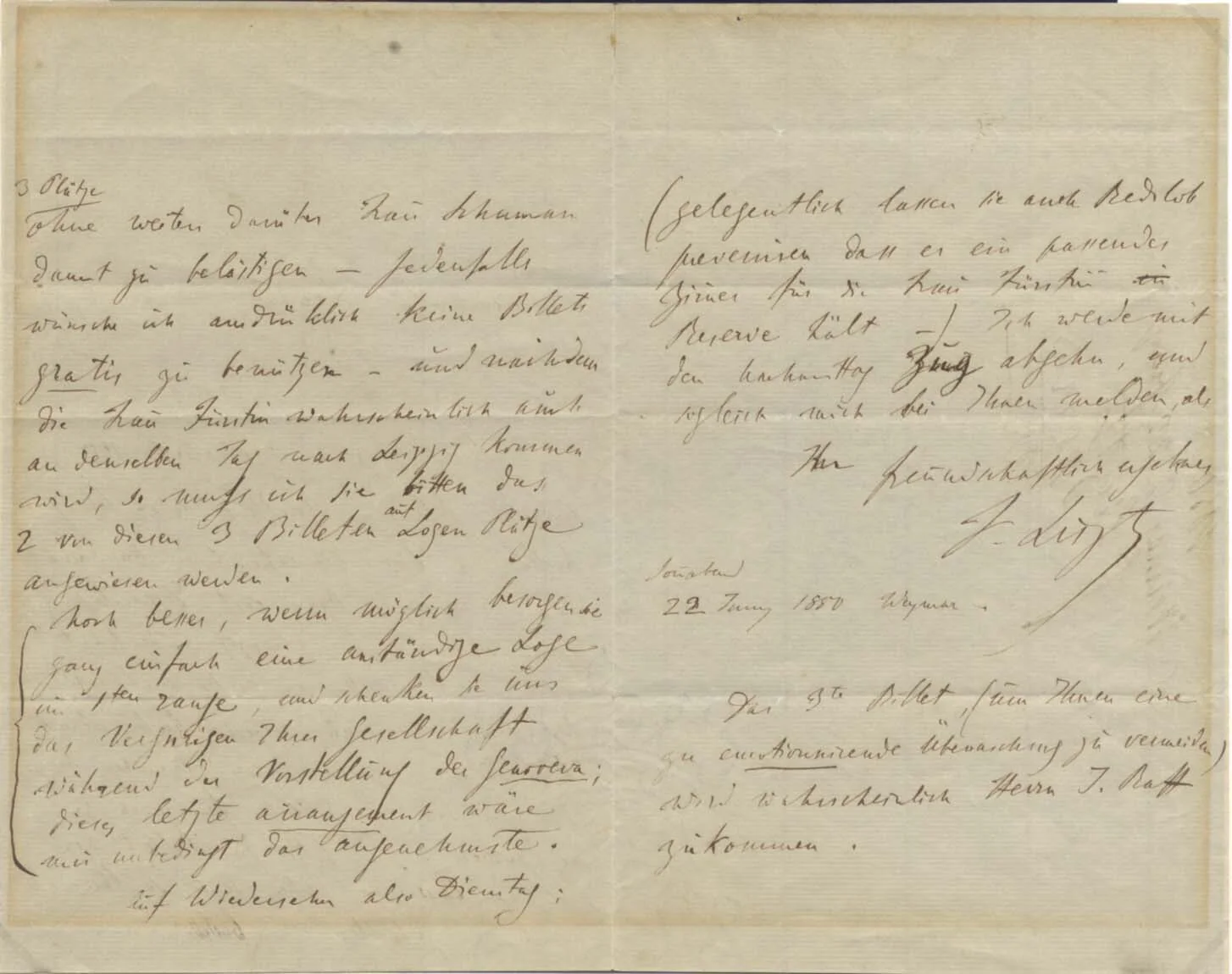 COMPOSER, PIANIST & CONDUCTOR Franz Liszt autograph letter signed & mounted, image 3
