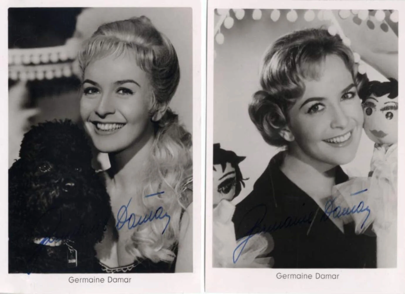 ACTRESS Germaine Damar (2) & ACTOR Silvio Francesco autographs, 3 signed vintage, изображение 2